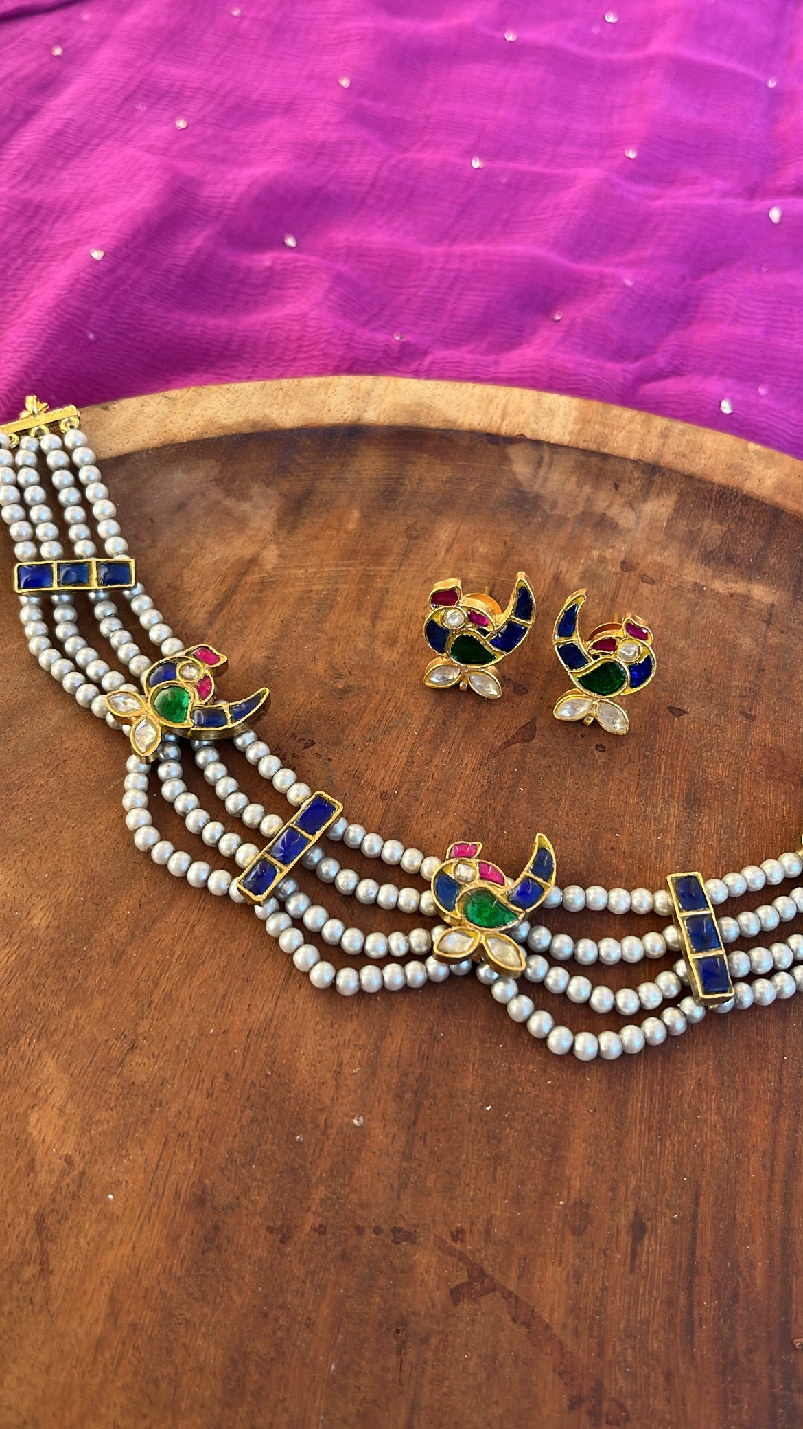 Mayur Kajaliya Moti Haar with Studs - Dropdeadgorgeous