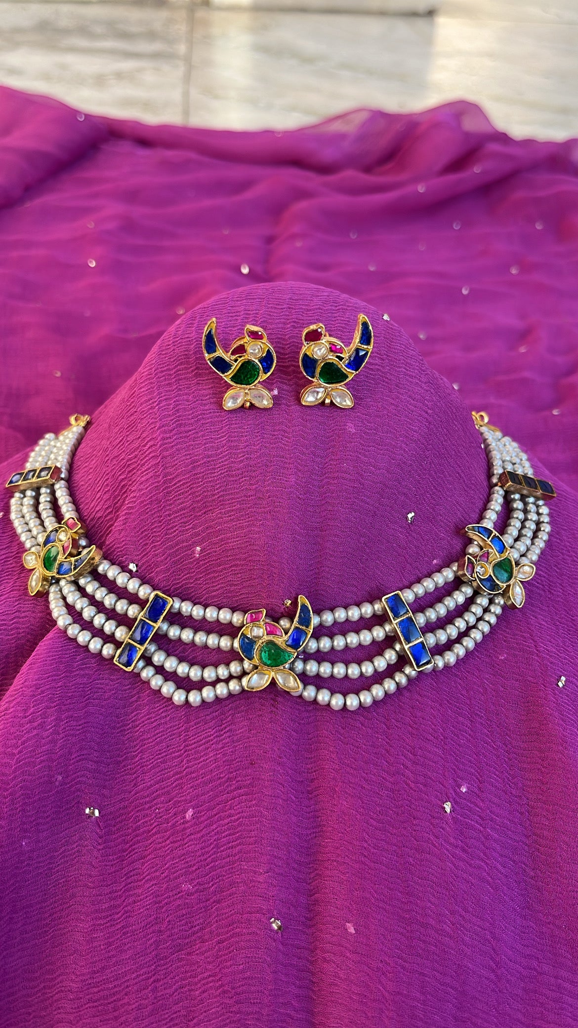 Mayur Kajaliya Moti Haar with Studs - Dropdeadgorgeous