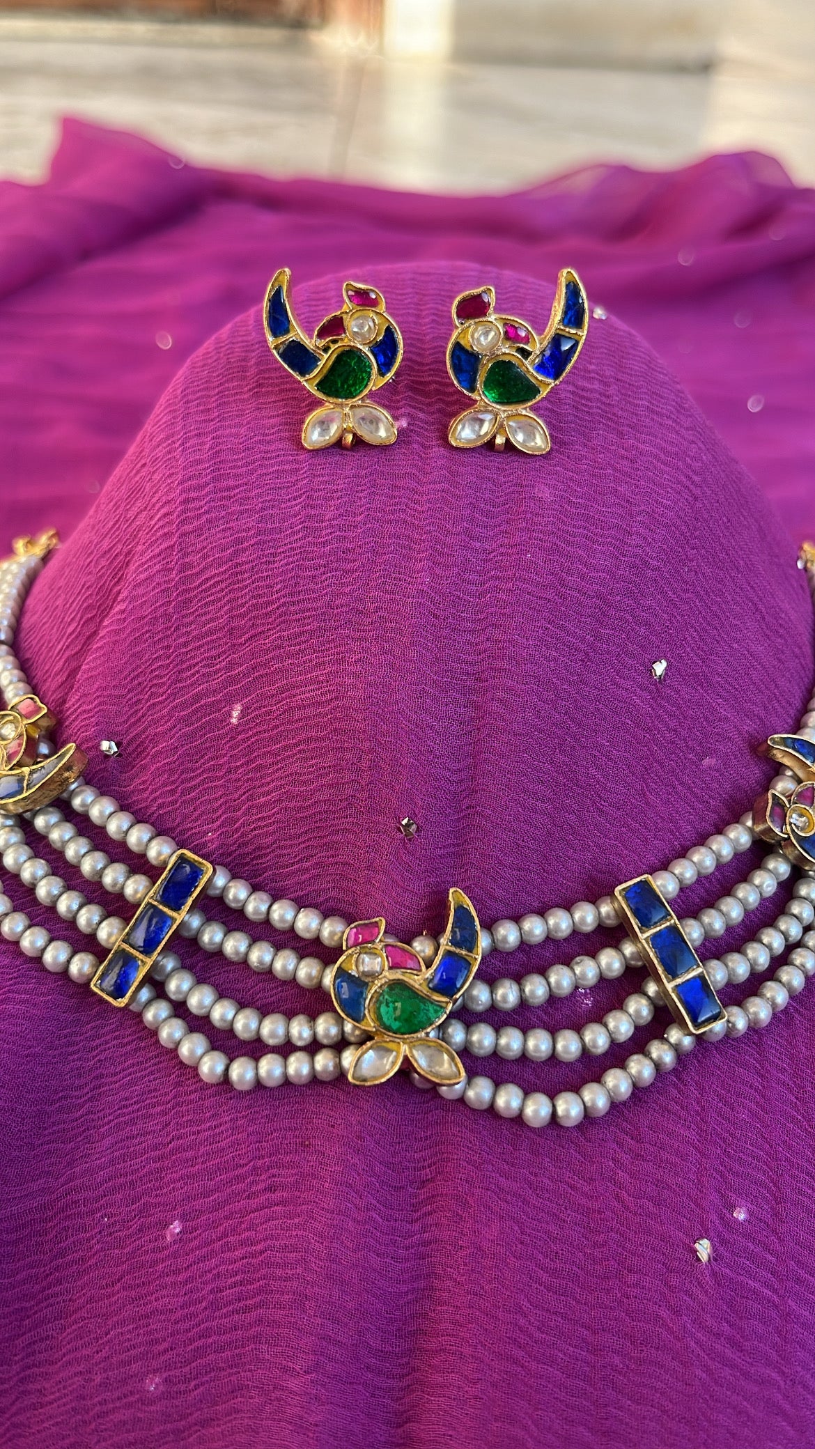Mayur Kajaliya Moti Haar with Studs - Dropdeadgorgeous