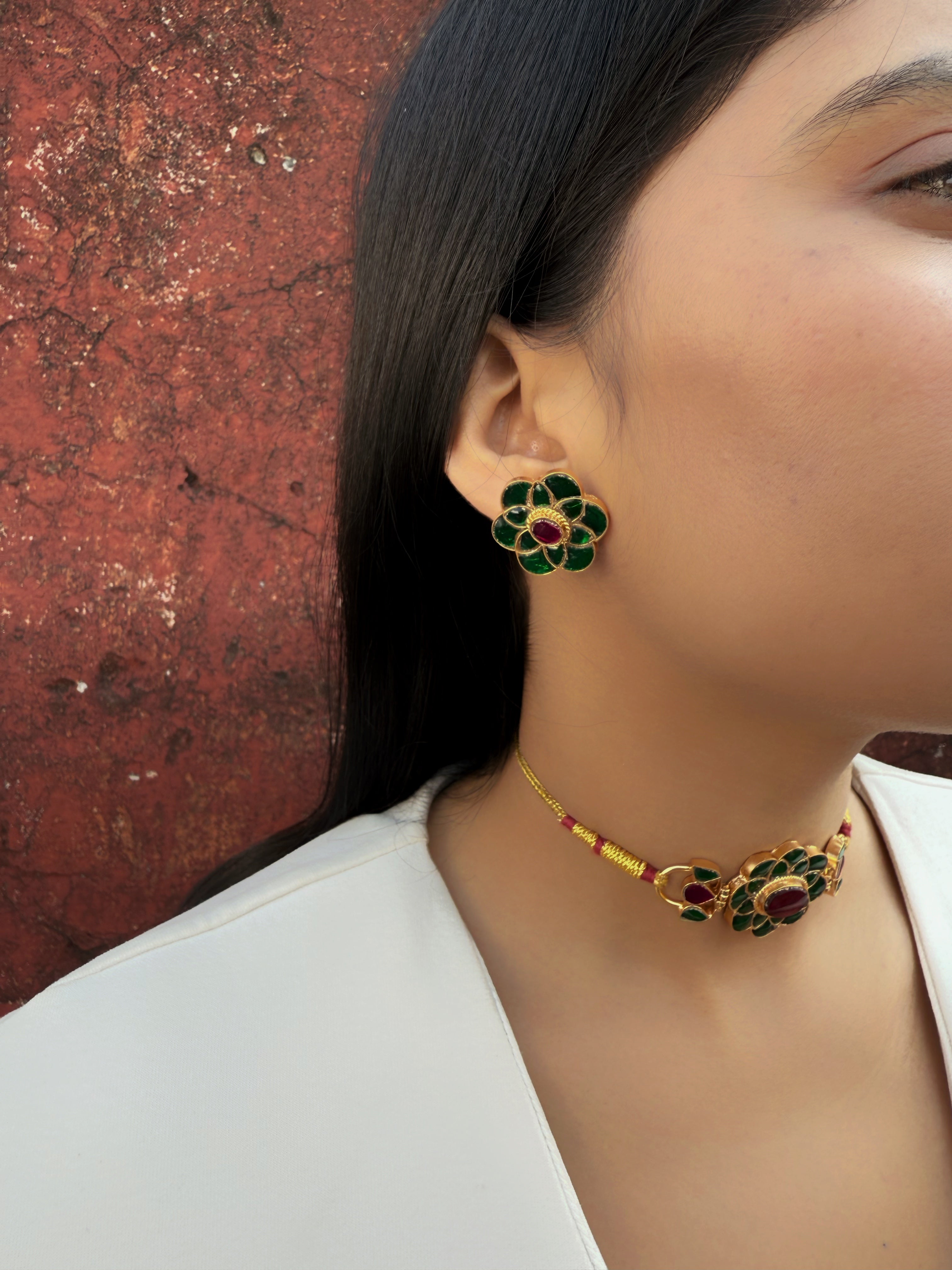 SURKH Haara Chokker with Studs ✨ - Dropdeadgorgeous