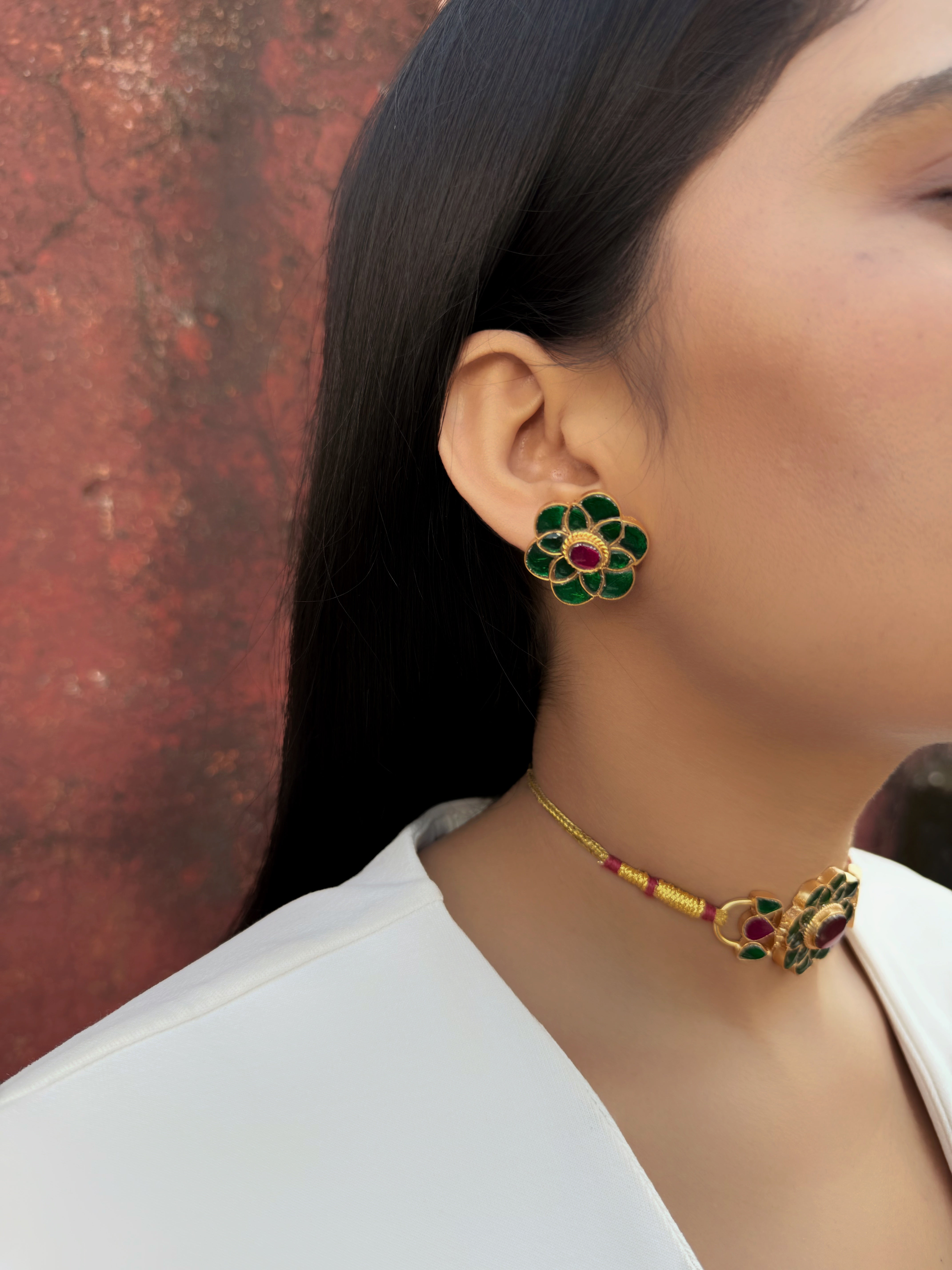 SURKH Haara Chokker with Studs ✨ - Dropdeadgorgeous