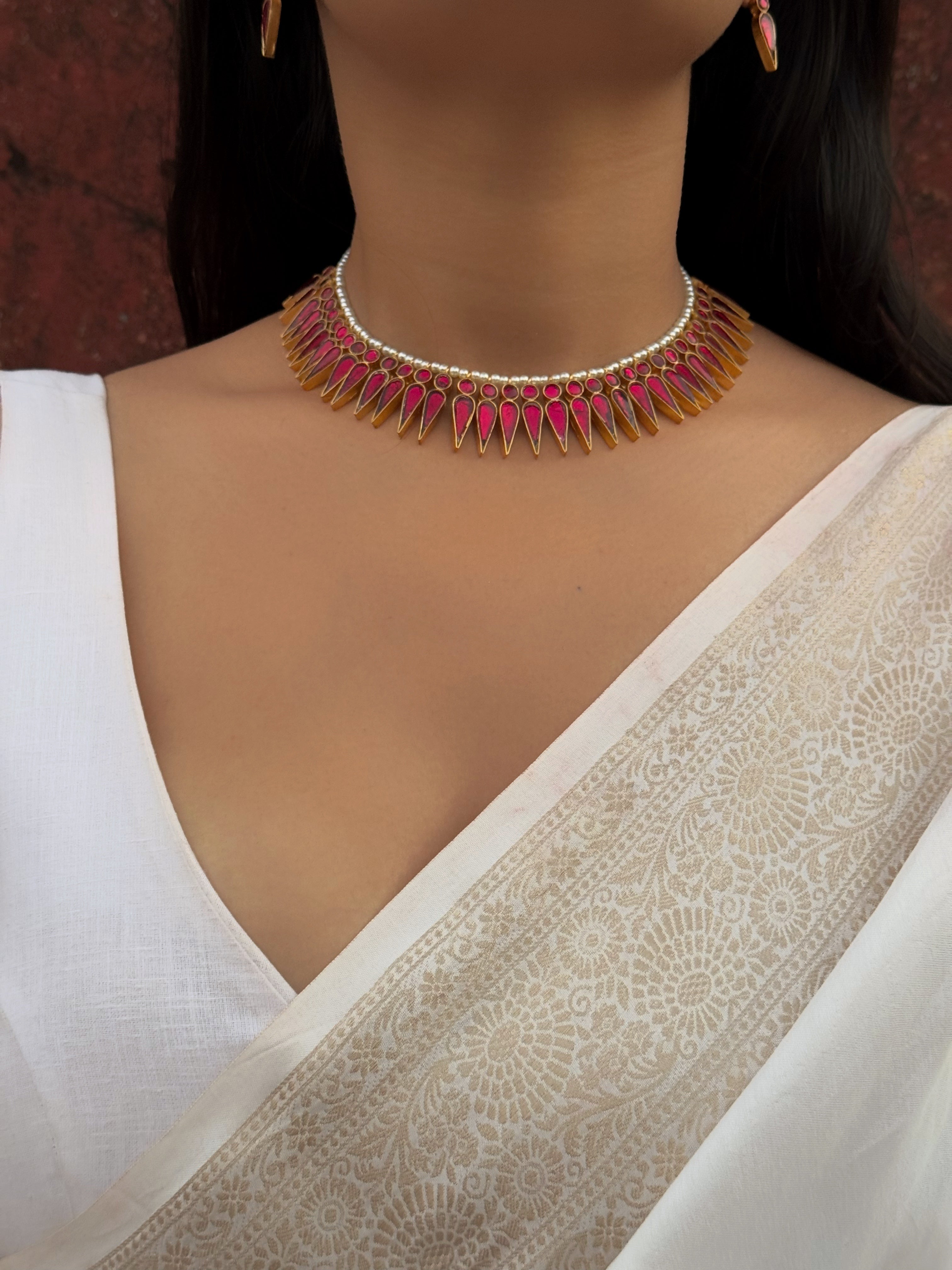 Gulabi Teardrop Kundan Haar with Studs - Dropdeadgorgeous