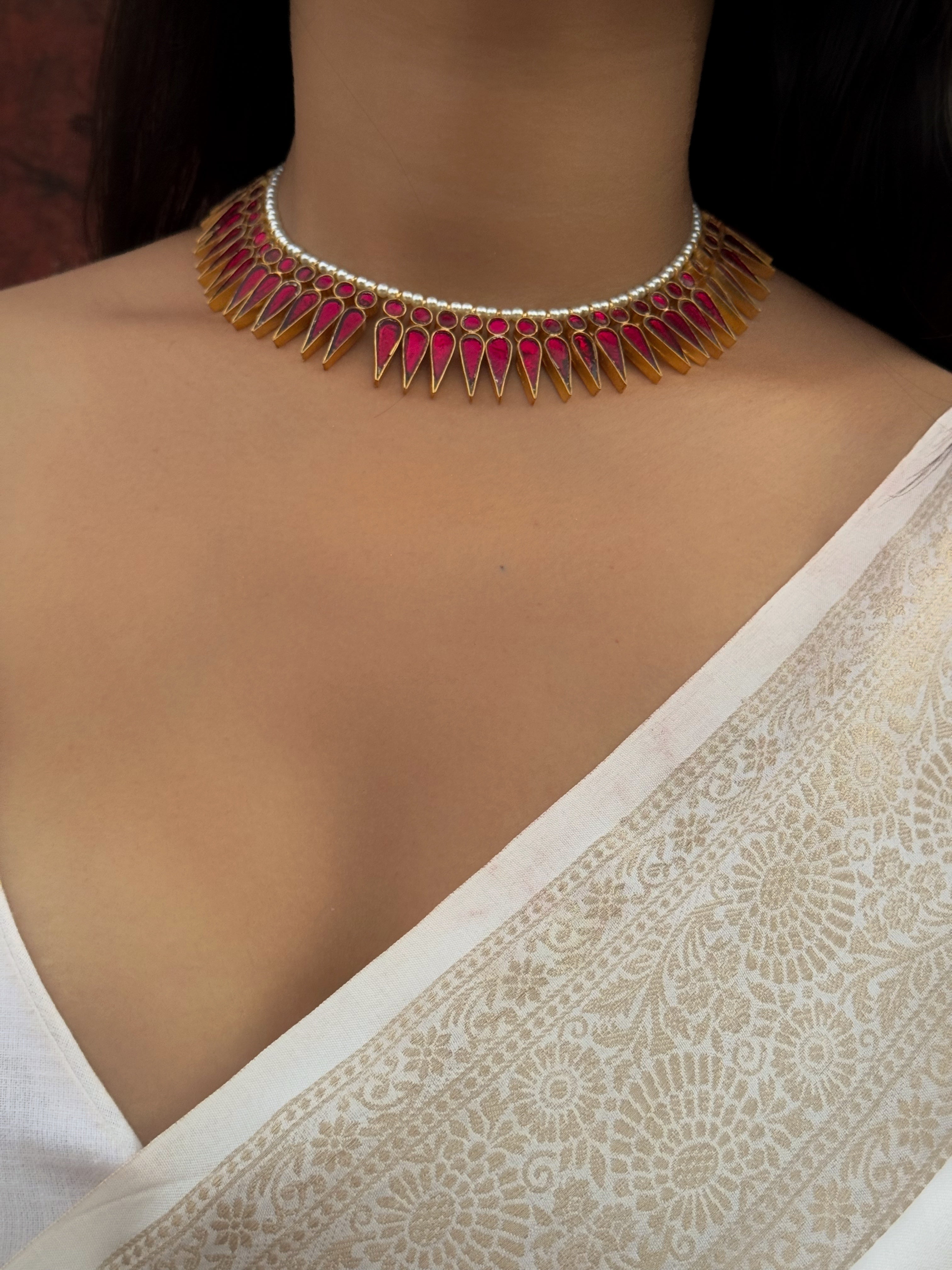 Gulabi Teardrop Kundan Haar with Studs - Dropdeadgorgeous