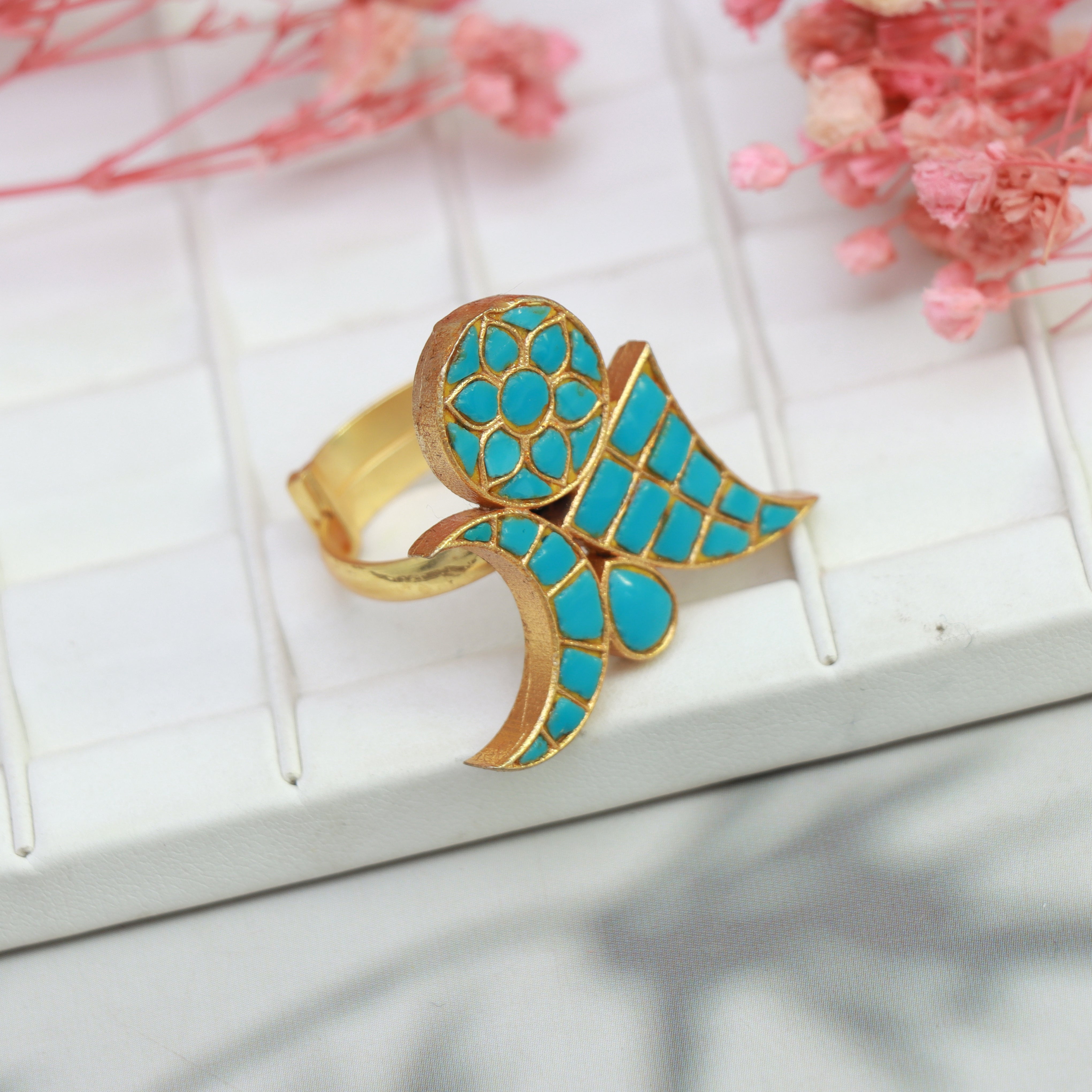 Turquoise Mosaic Bloom Ring - Dropdeadgorgeous
