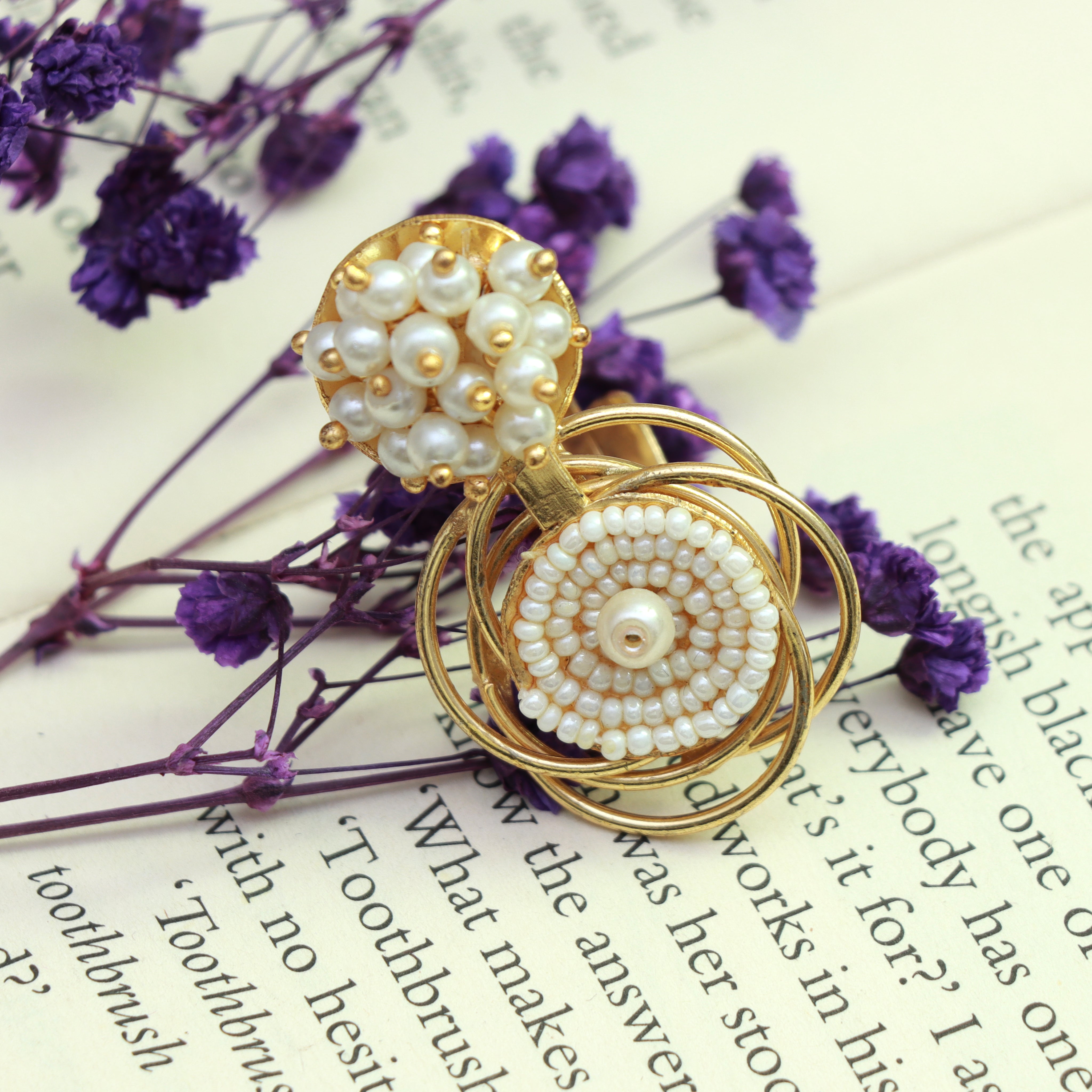 Pearl Blossom Spiral Ring - Dropdeadgorgeous