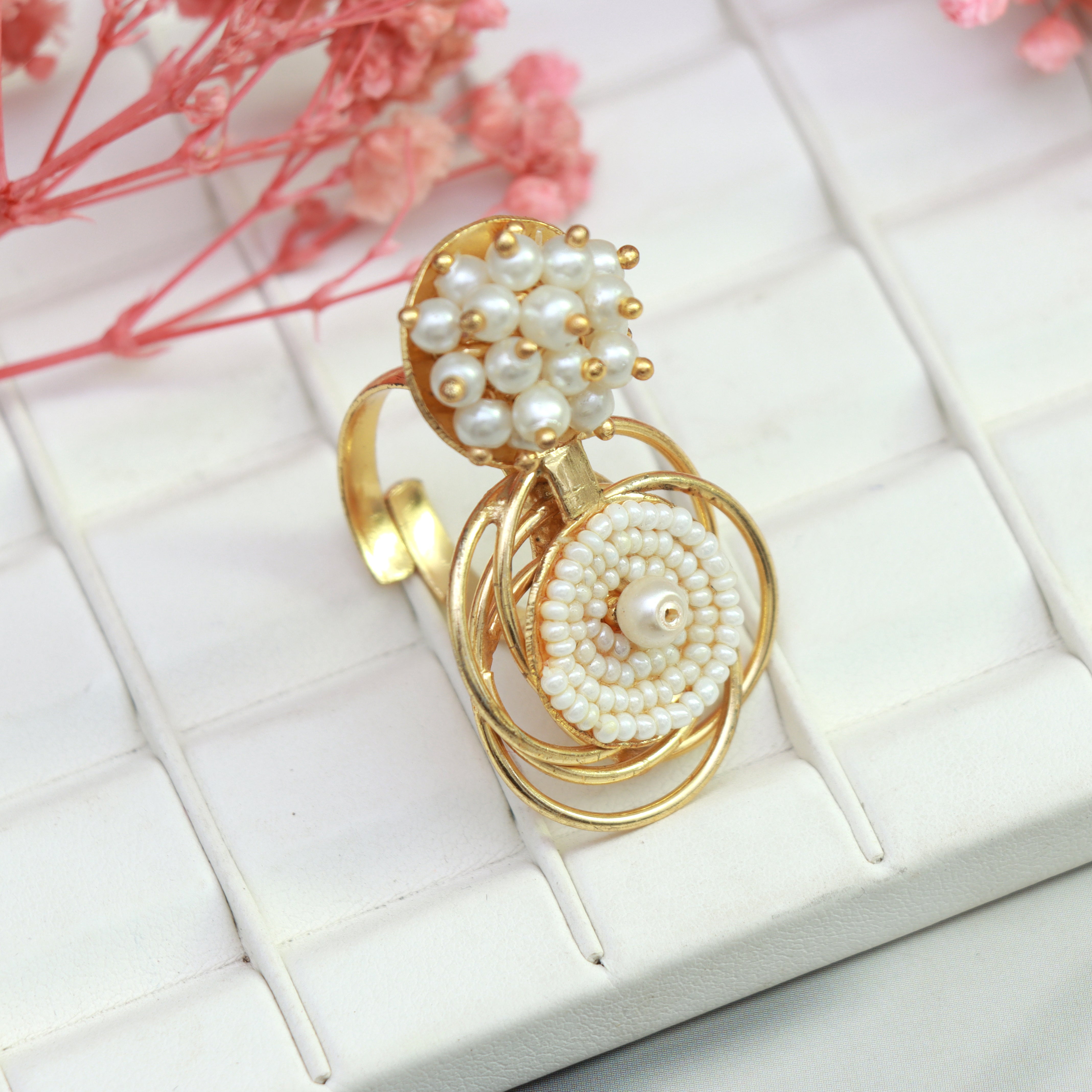 Pearl Blossom Spiral Ring - Dropdeadgorgeous