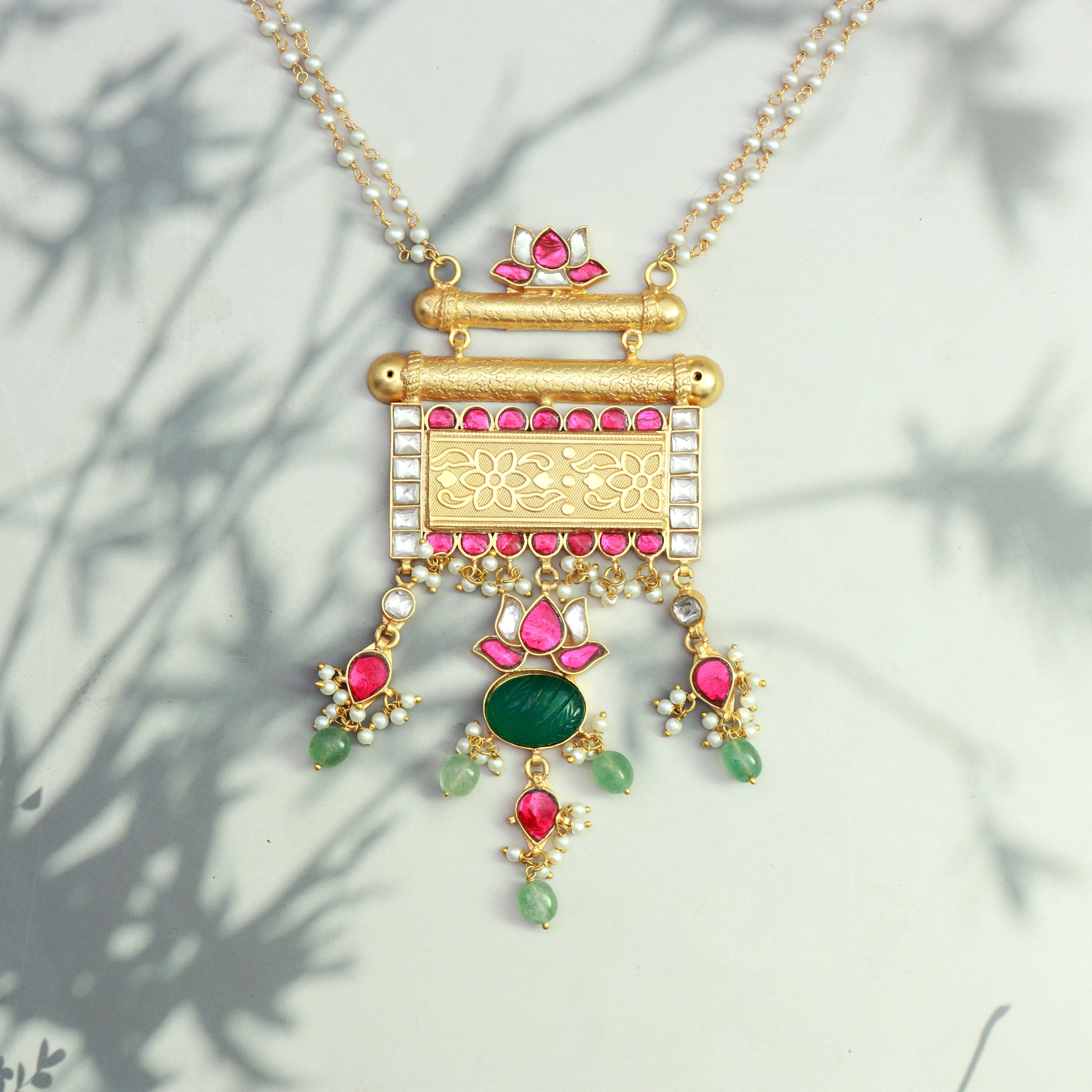 Lotus Heritage Kundan Necklace 🌸✨ - Dropdeadgorgeous