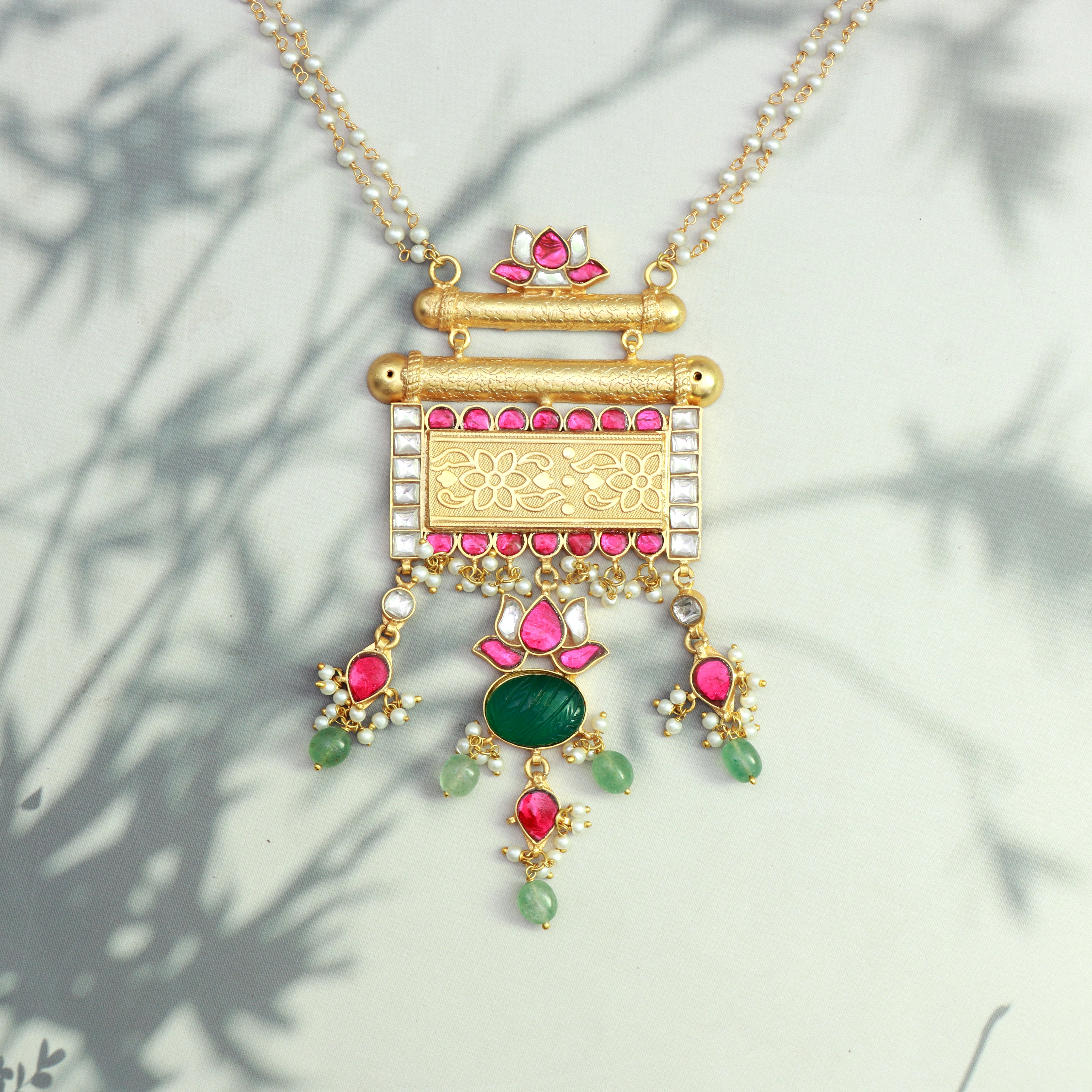 Lotus Heritage Kundan Necklace 🌸✨ - Dropdeadgorgeous