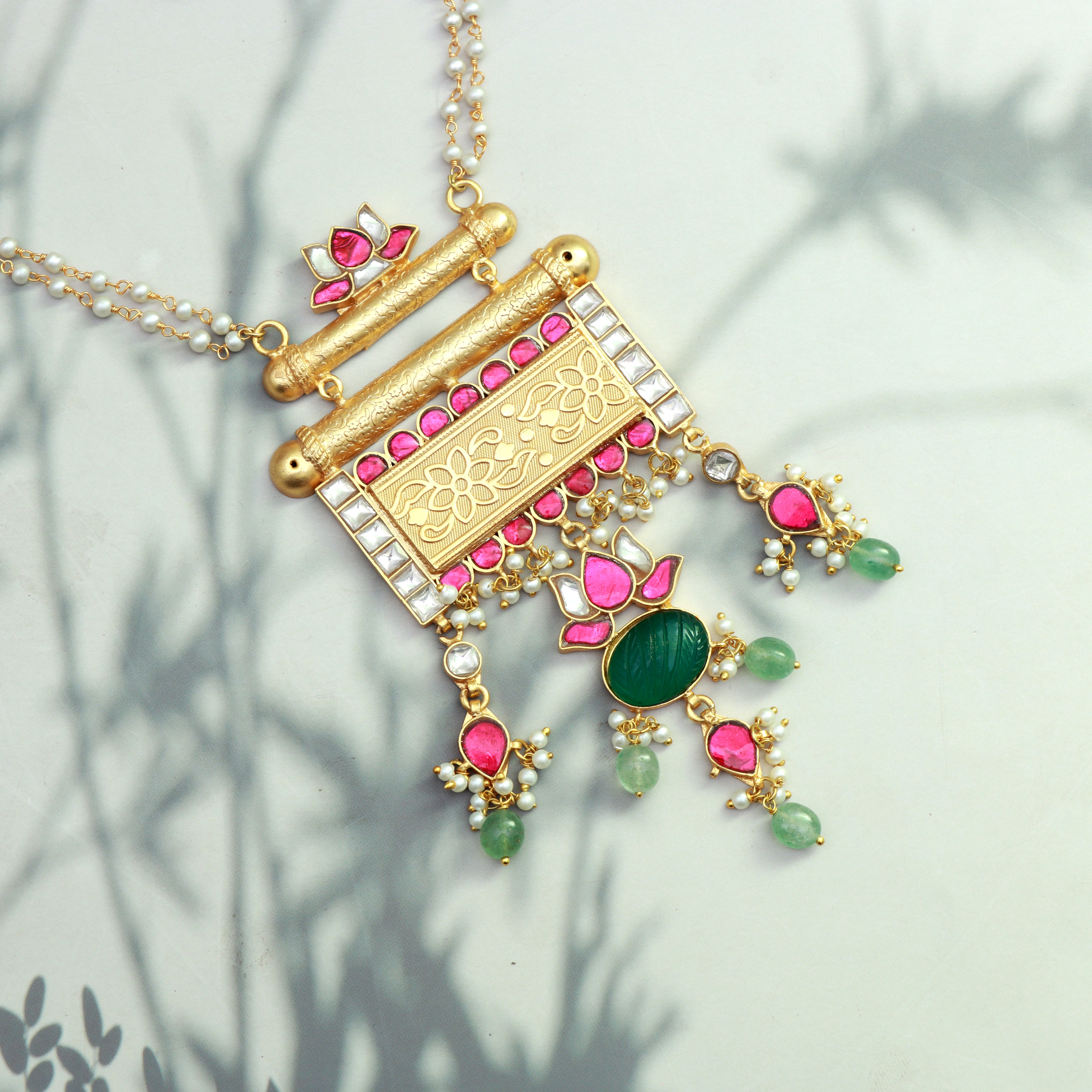Lotus Heritage Kundan Necklace 🌸✨ - Dropdeadgorgeous