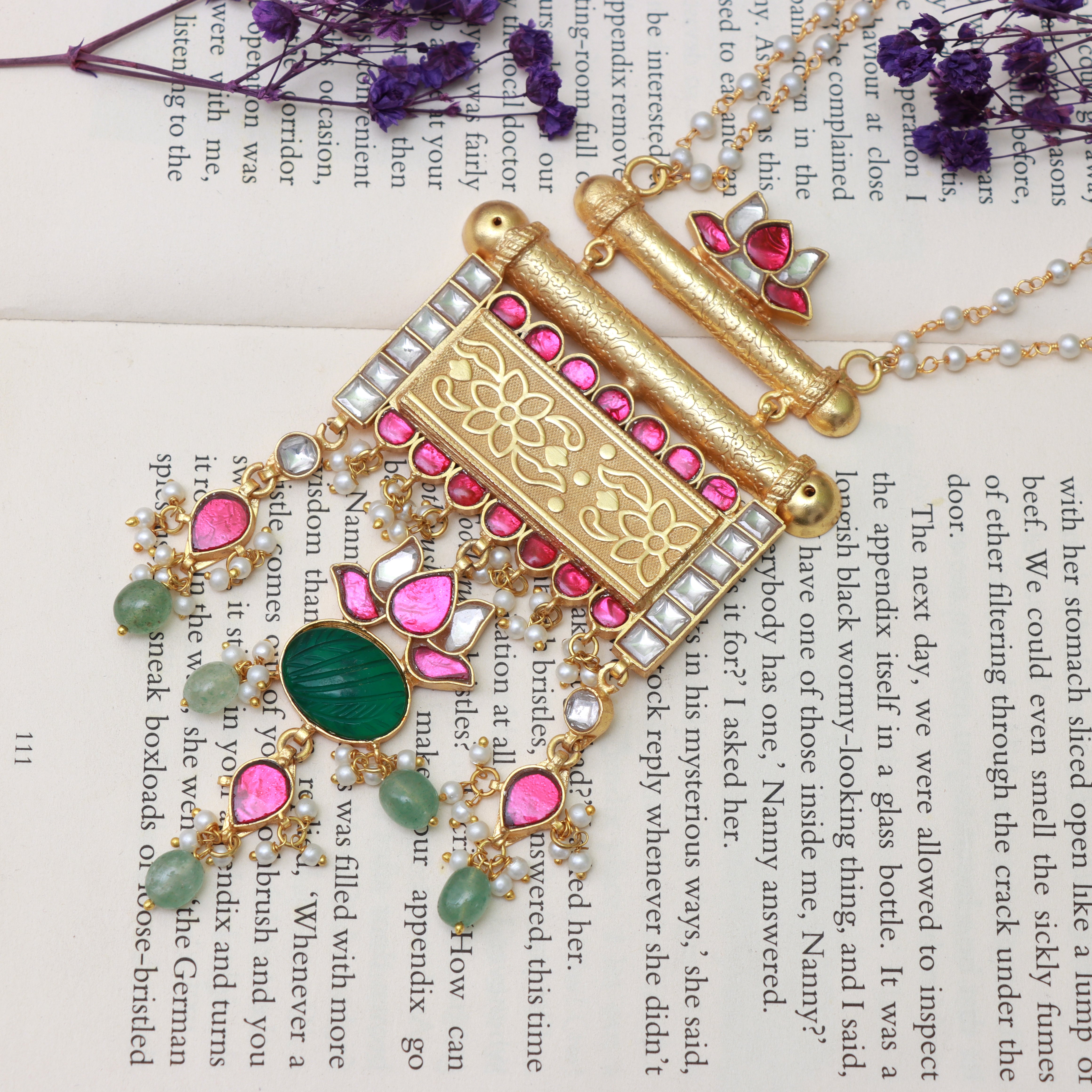 Lotus Heritage Kundan Necklace 🌸✨ - Dropdeadgorgeous