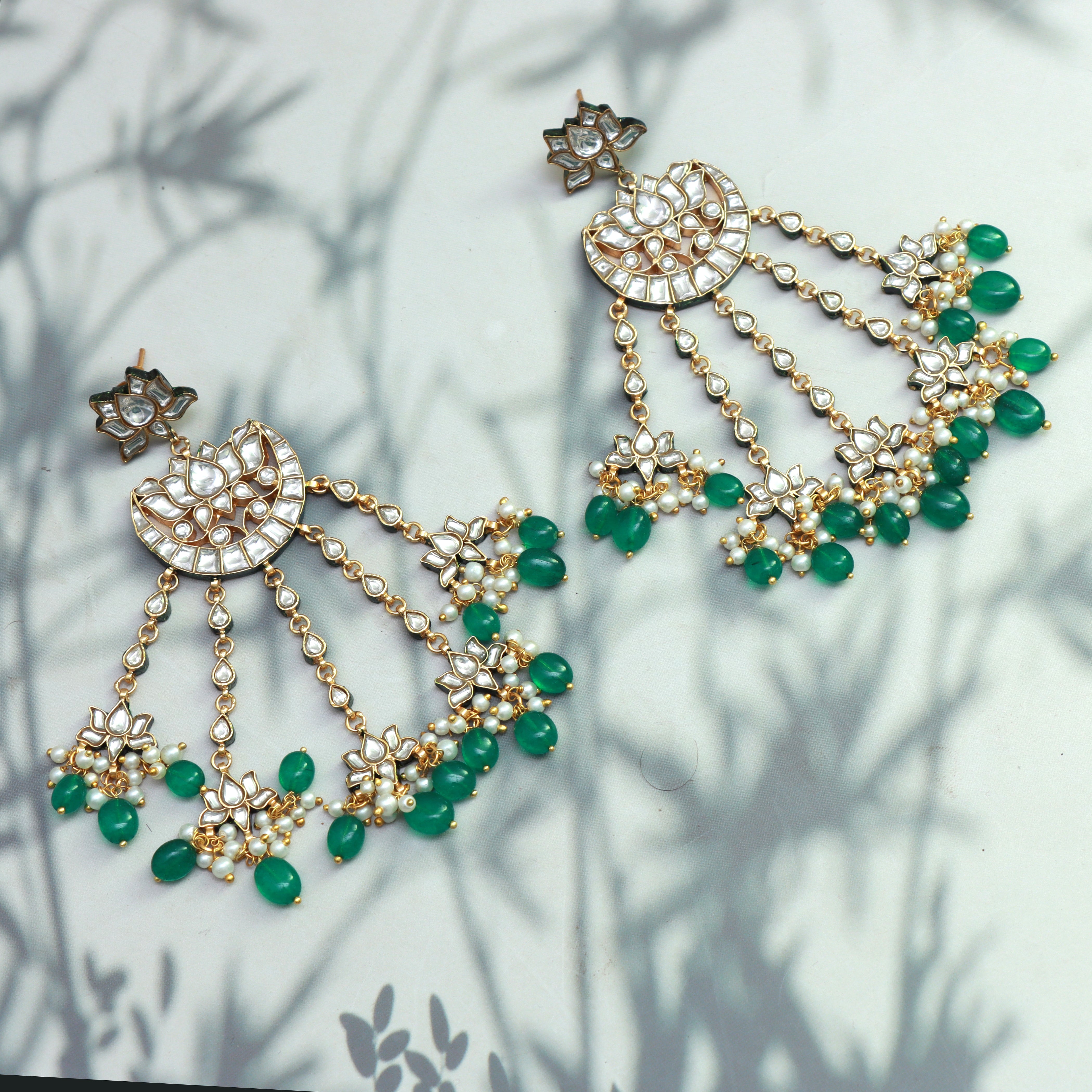 Bikaneri Kundan Lotus Danglers - Dropdeadgorgeous