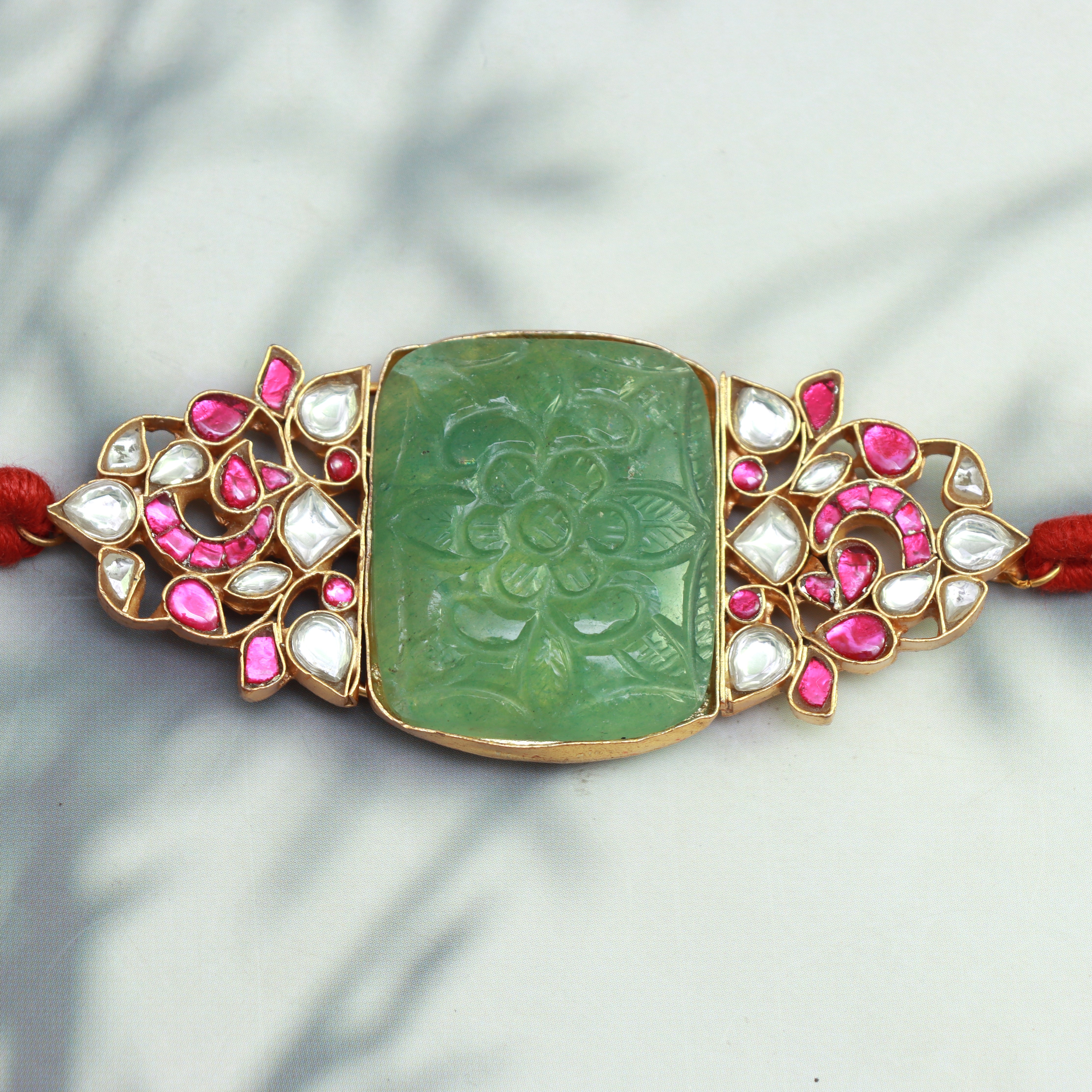 Royal Kundan & Jade Chokker Set - Dropdeadgorgeous