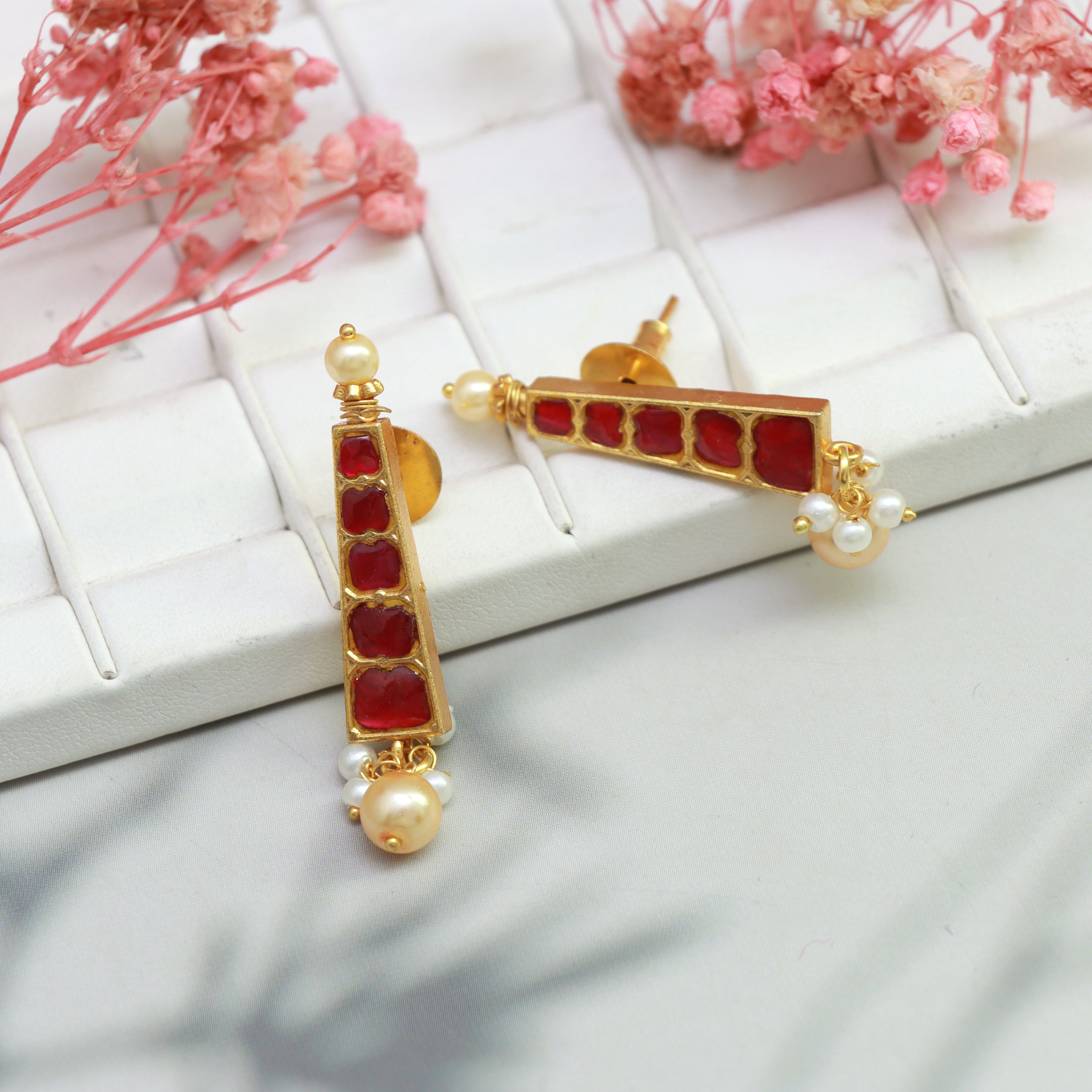 Kundan Patti Emerald Beads Haar with Danglers - Dropdeadgorgeous
