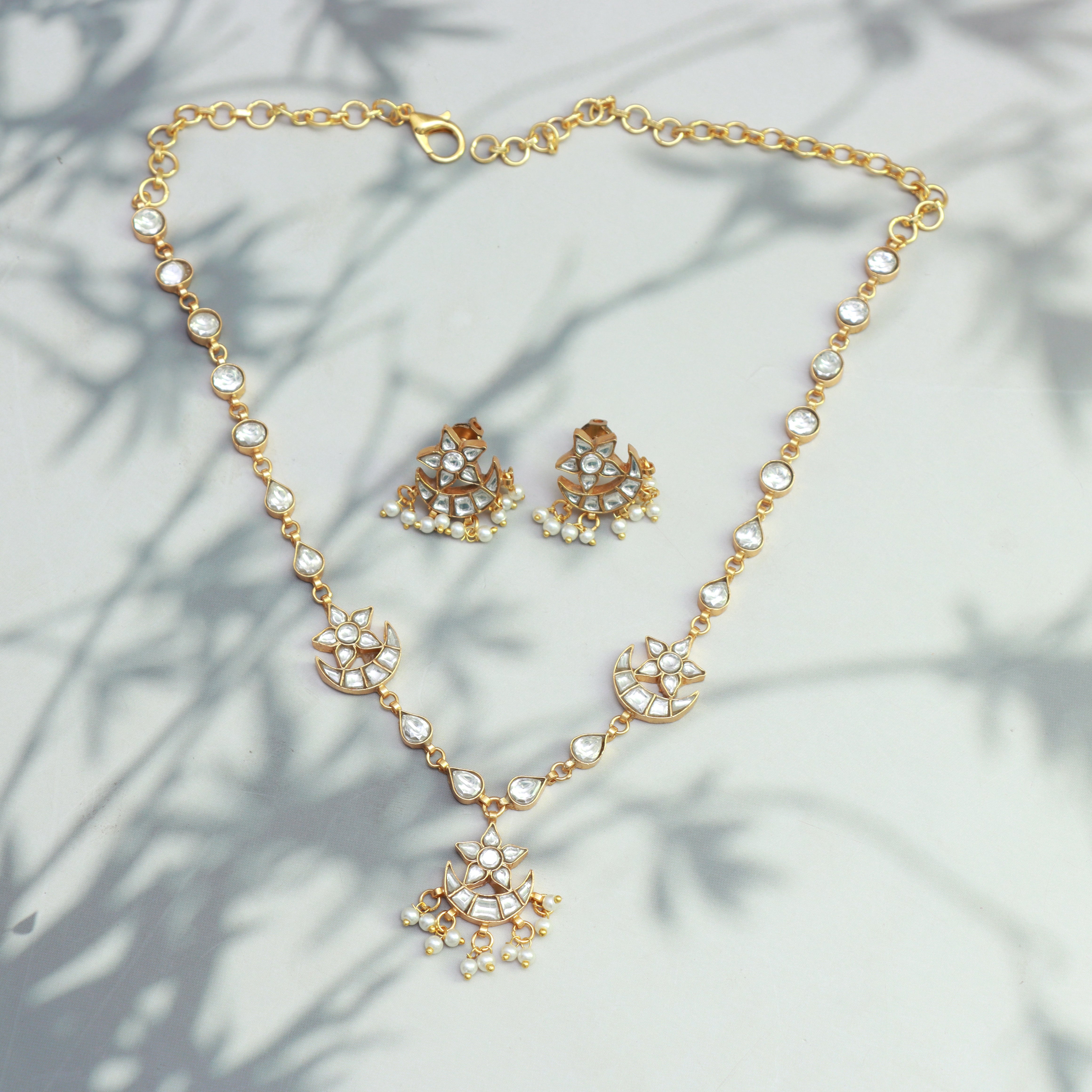 Chand-Tara Kundan Long Haar with Studs - Dropdeadgorgeous