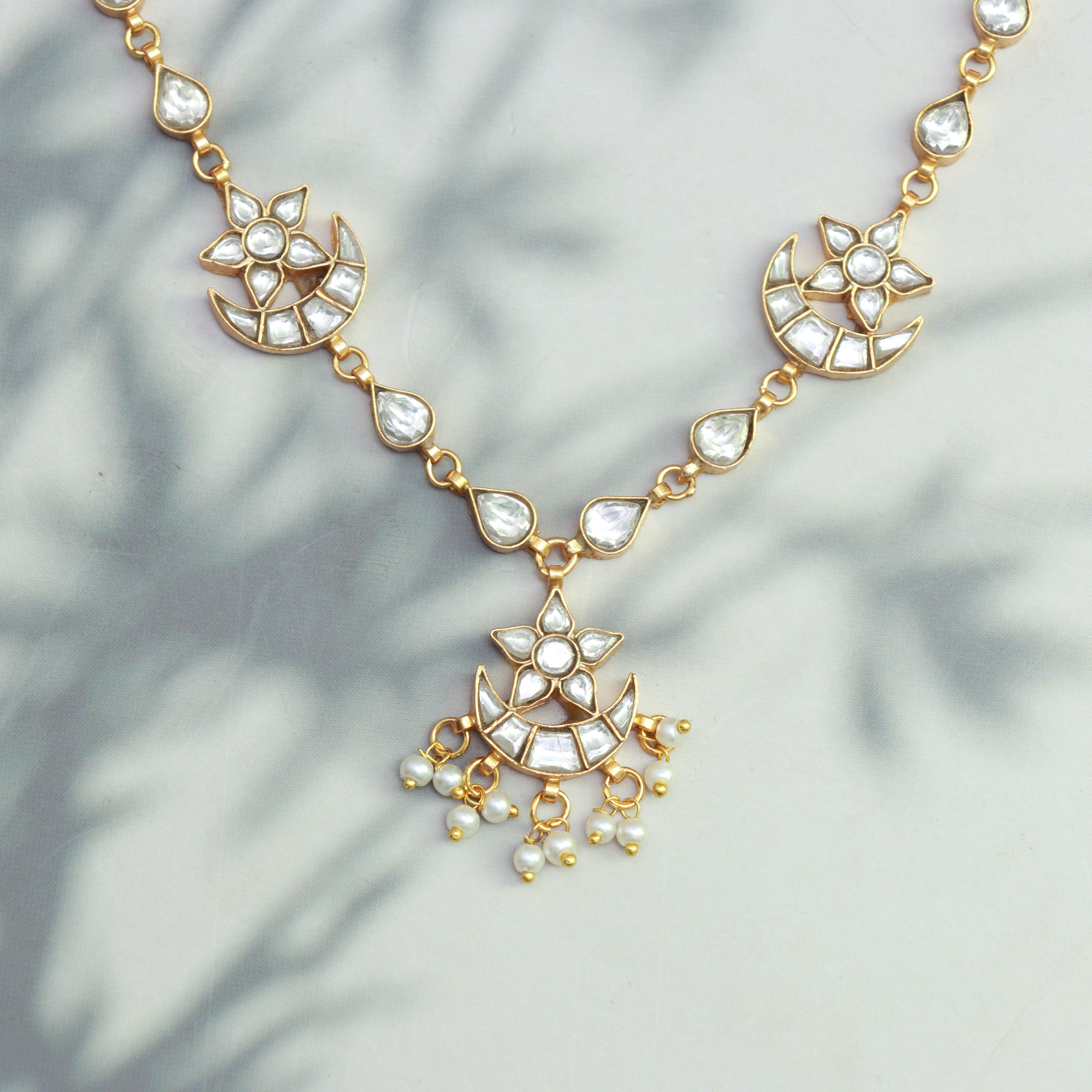 Chand-Tara Kundan Long Haar with Studs - Dropdeadgorgeous