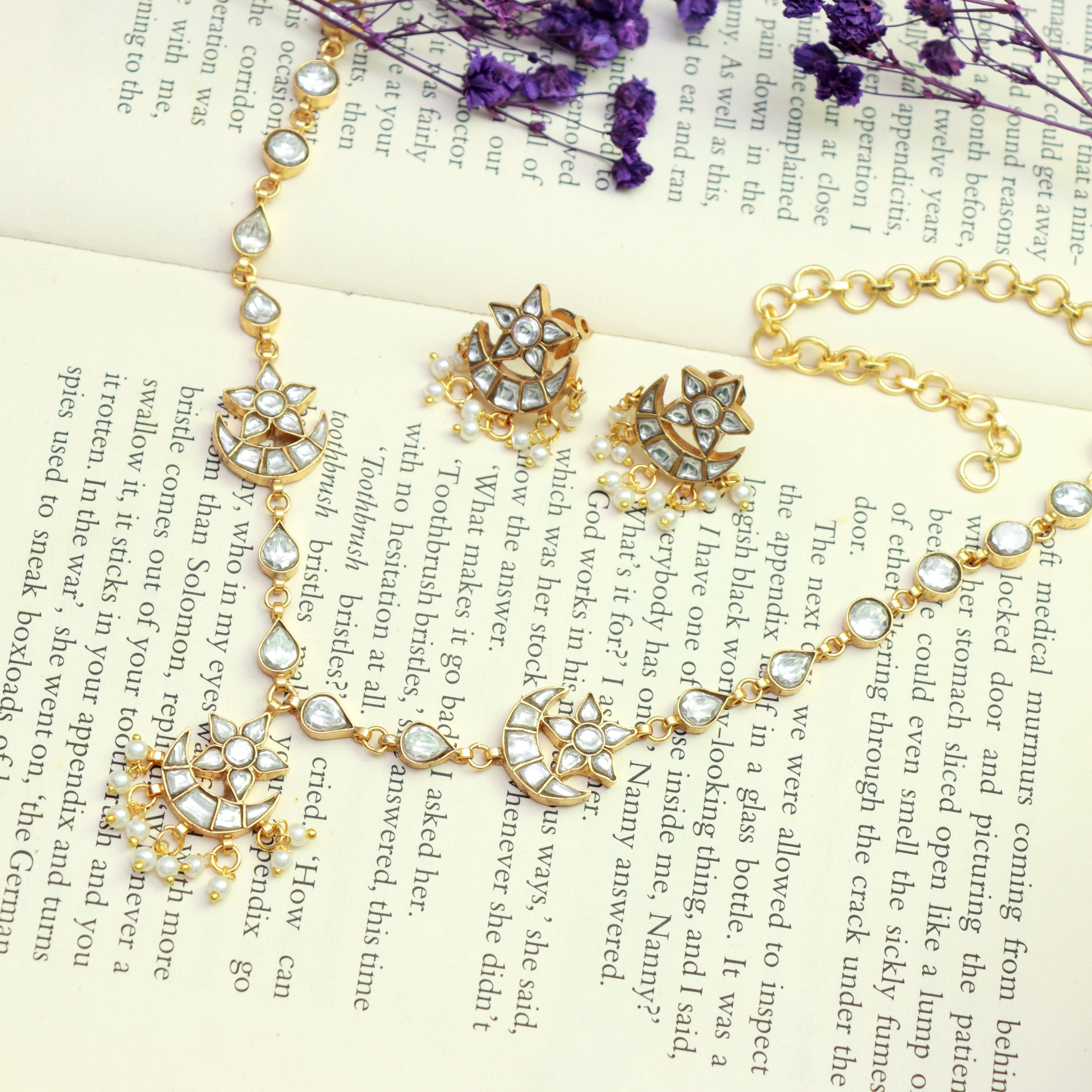 Chand-Tara Kundan Long Haar with Studs - Dropdeadgorgeous