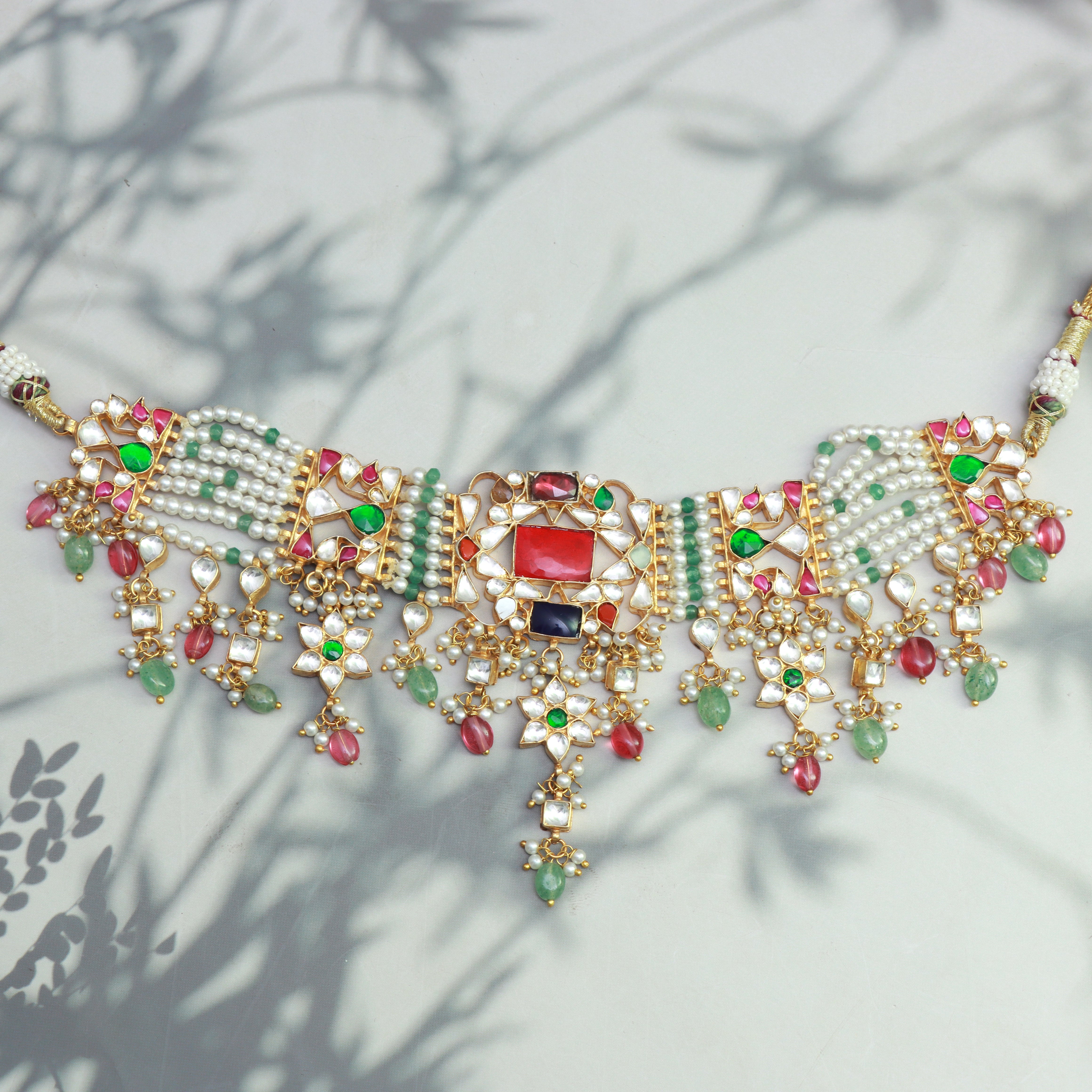 Rajwada Polki Kundan Bridal Choker Set - Dropdeadgorgeous