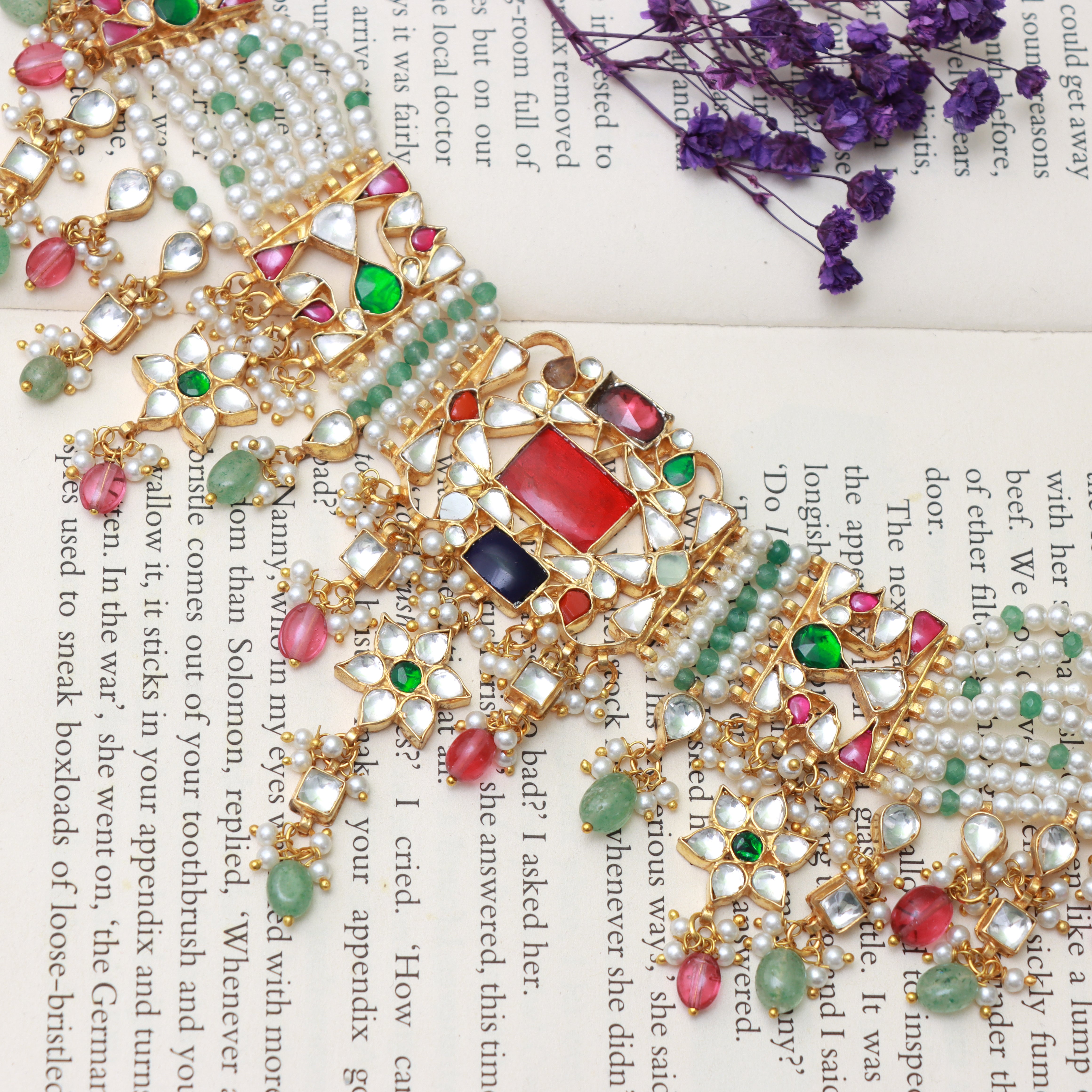 Rajwada Polki Kundan Bridal Choker Set - Dropdeadgorgeous
