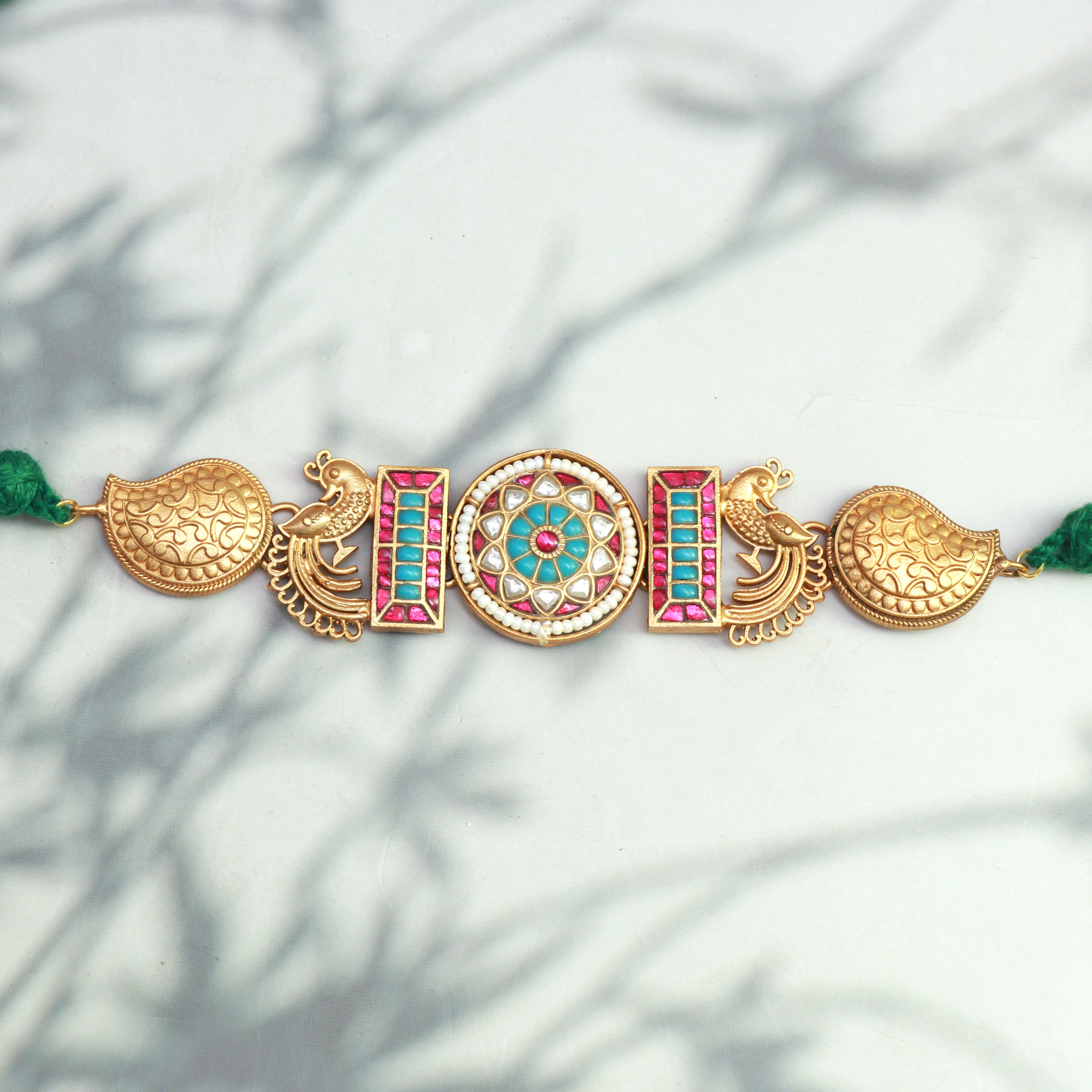 Peacock Meenakari Kundan Chokker Set - Dropdeadgorgeous