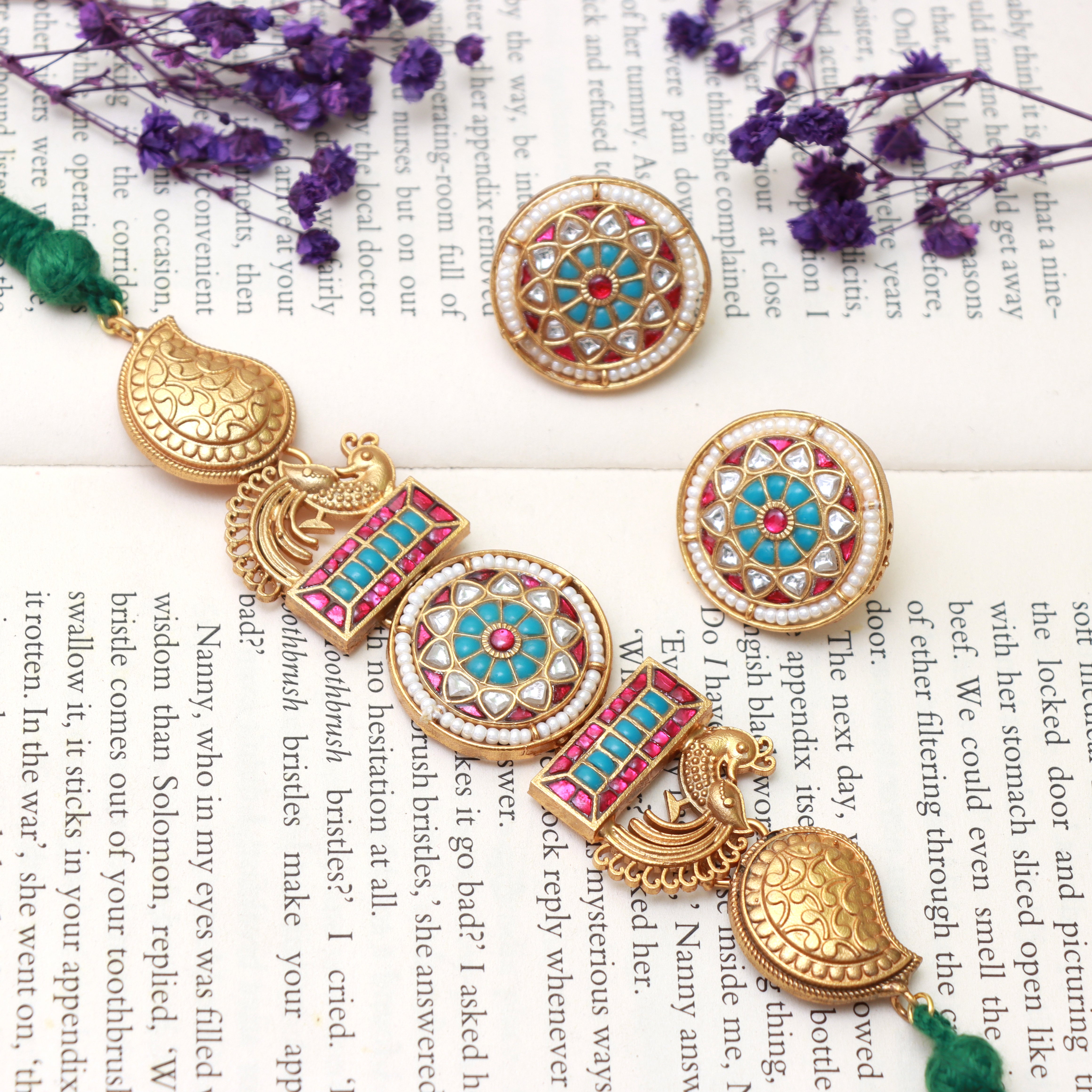 Peacock Meenakari Kundan Chokker Set - Dropdeadgorgeous