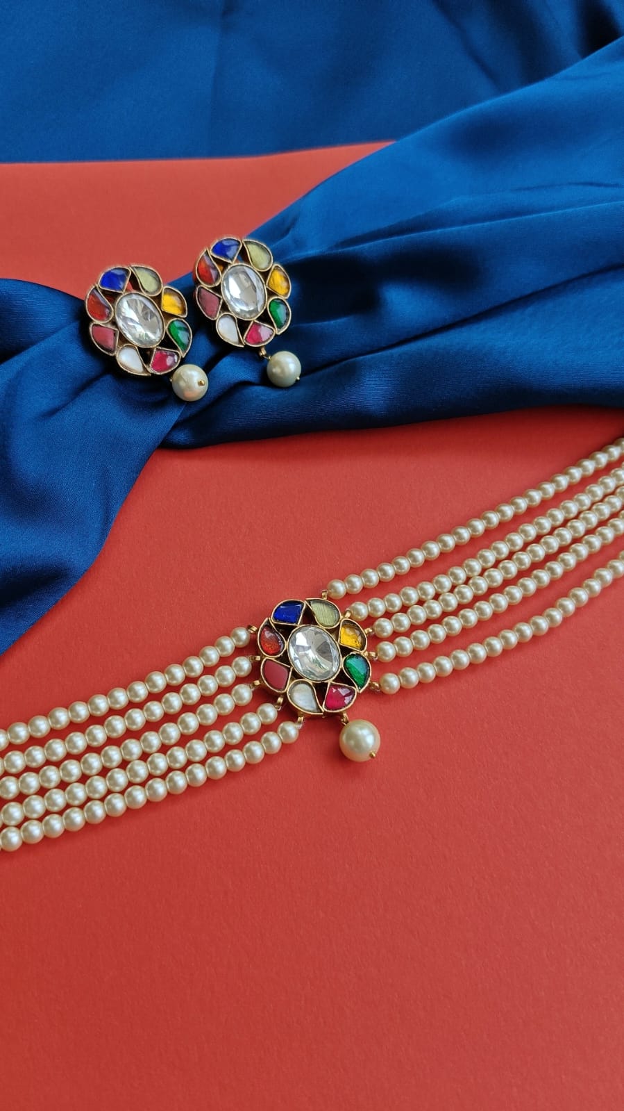 Navrattan Choker & Stud Set - Dropdeadgorgeous