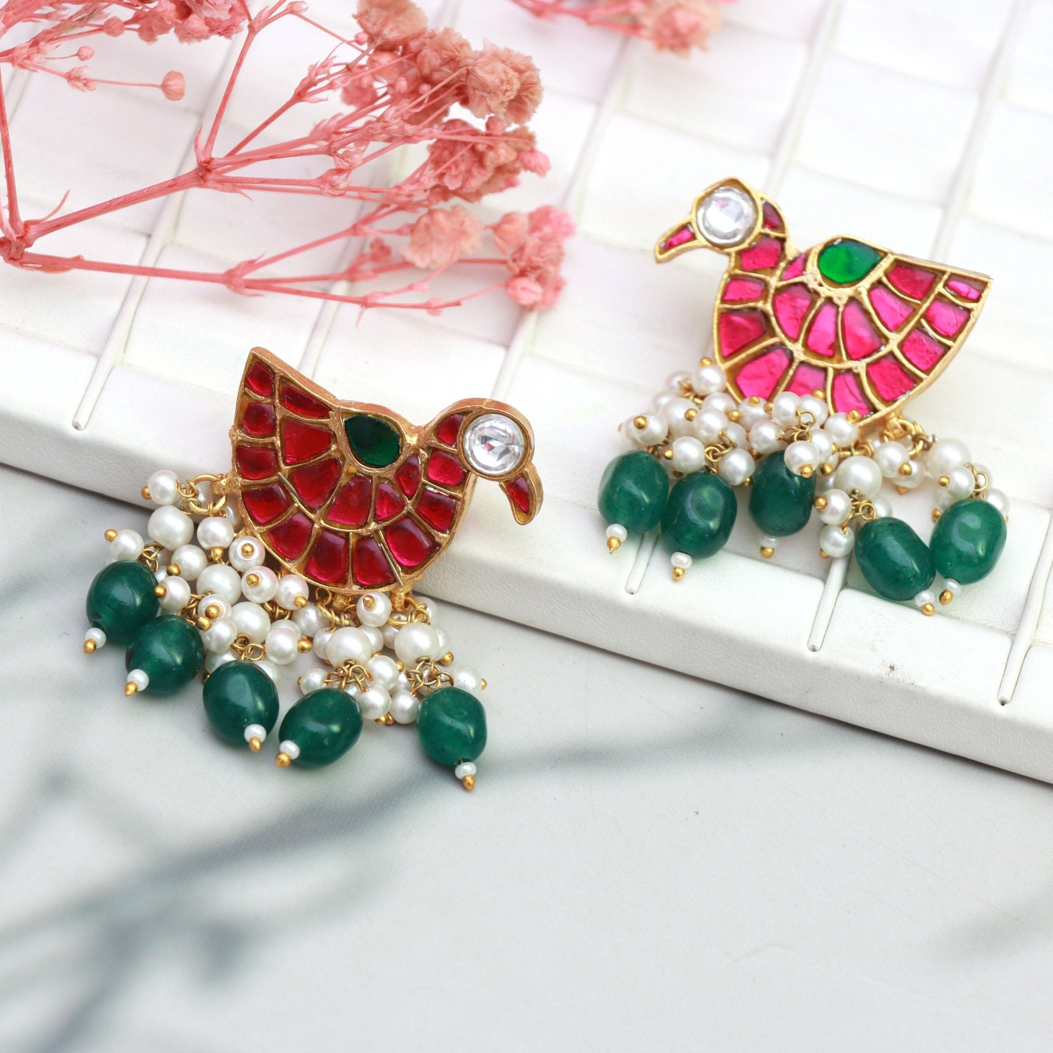Royal Meenakari Bird Earrings - Dropdeadgorgeous