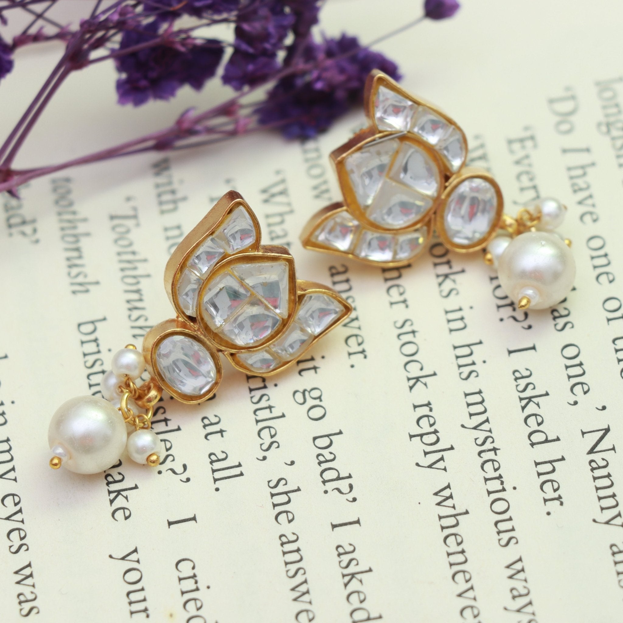 Ethereal Lotus Kundan Studs - Dropdeadgorgeous