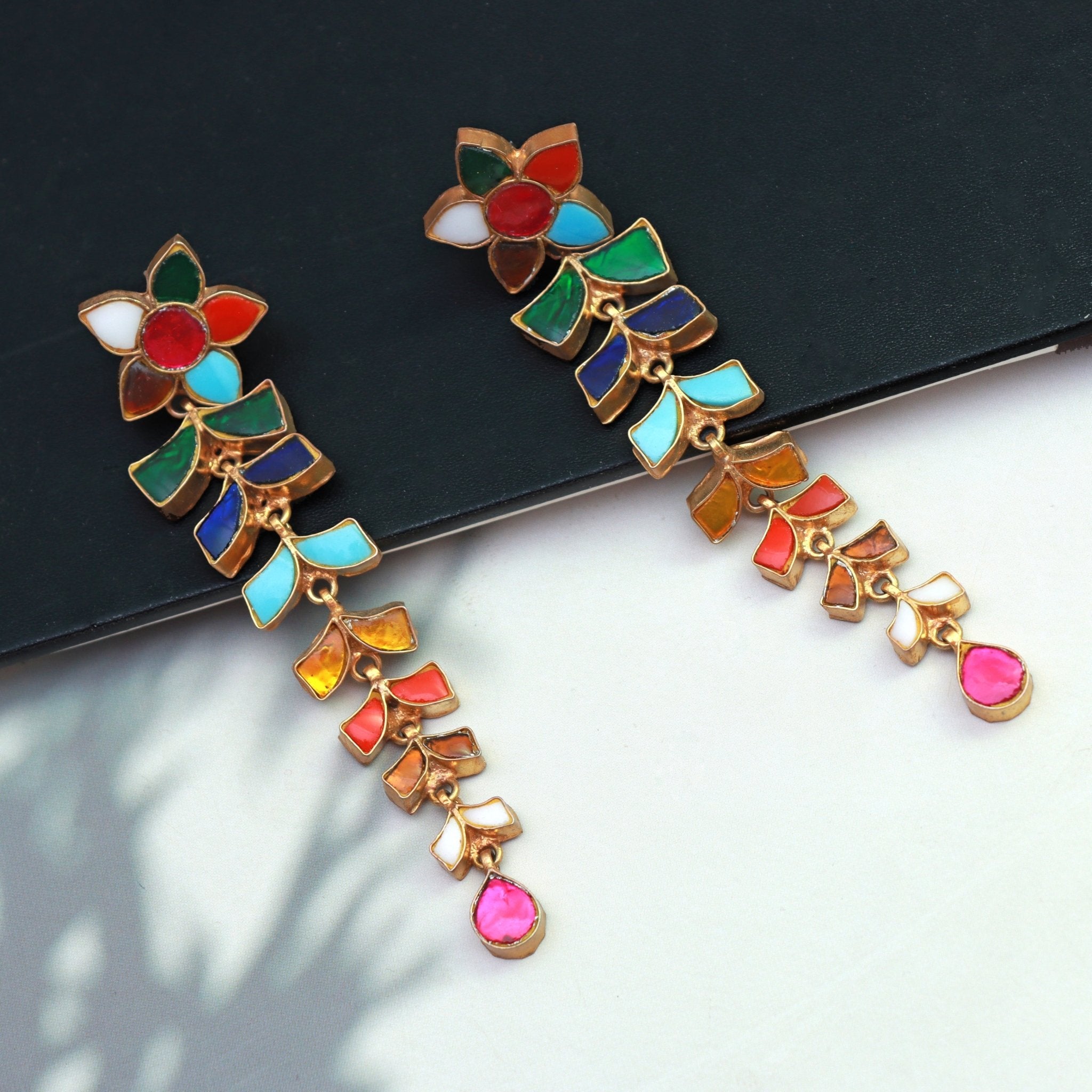 Rainbow Bloom Meenakari Earrings - Dropdeadgorgeous