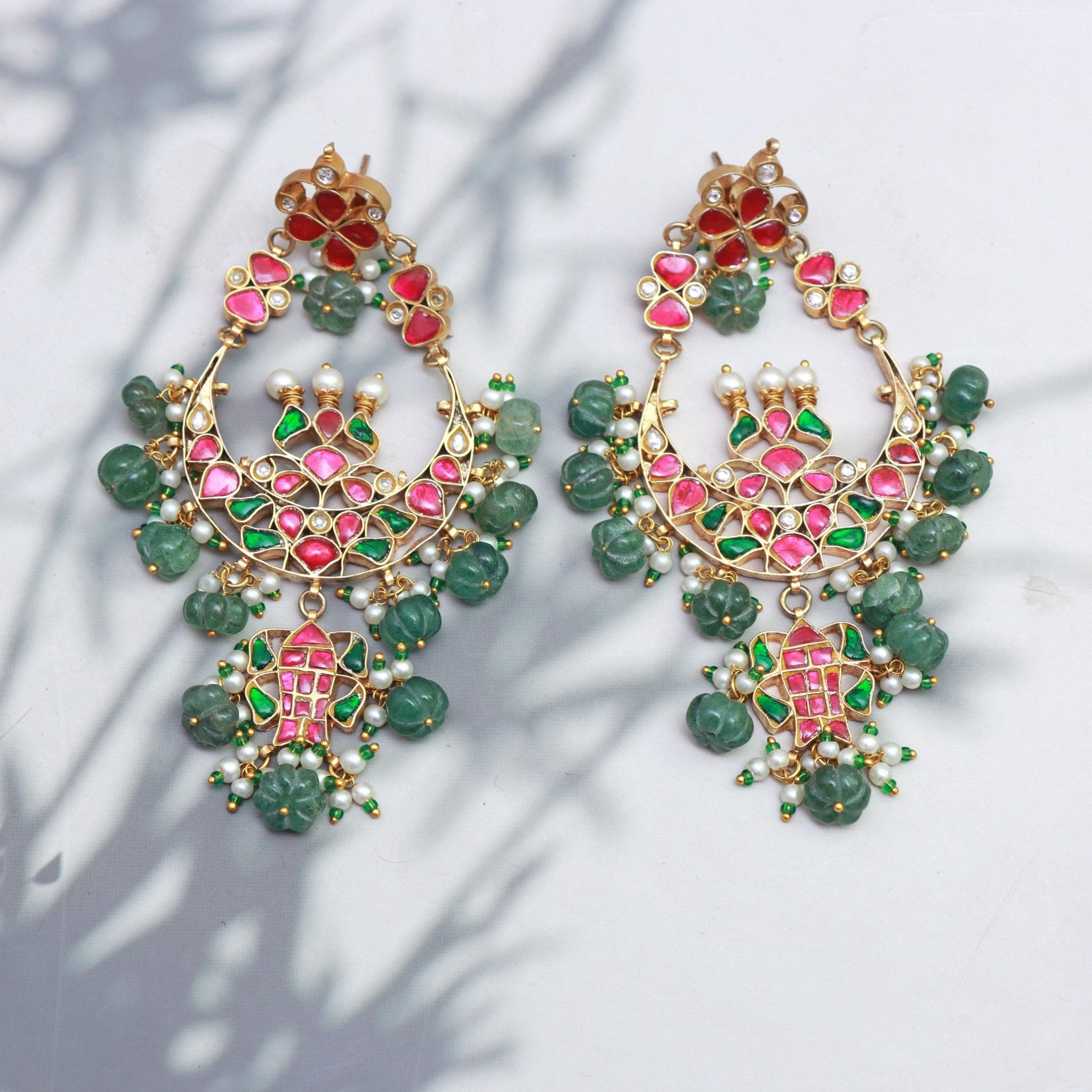 Meenakari Crescent Royale Chandbalis - Dropdeadgorgeous