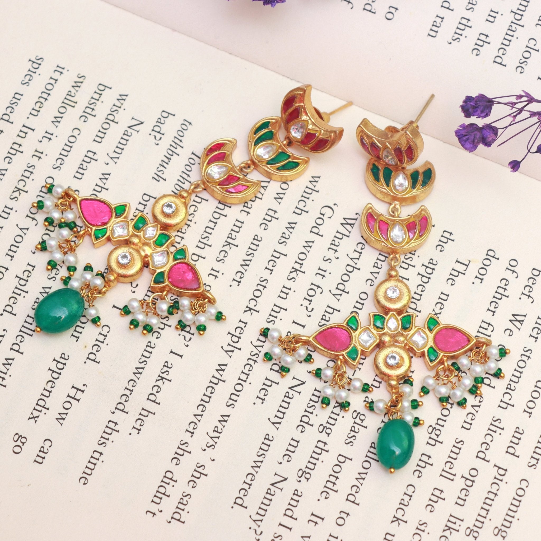 Celestial Meenakari Dangler Earrings - Dropdeadgorgeous