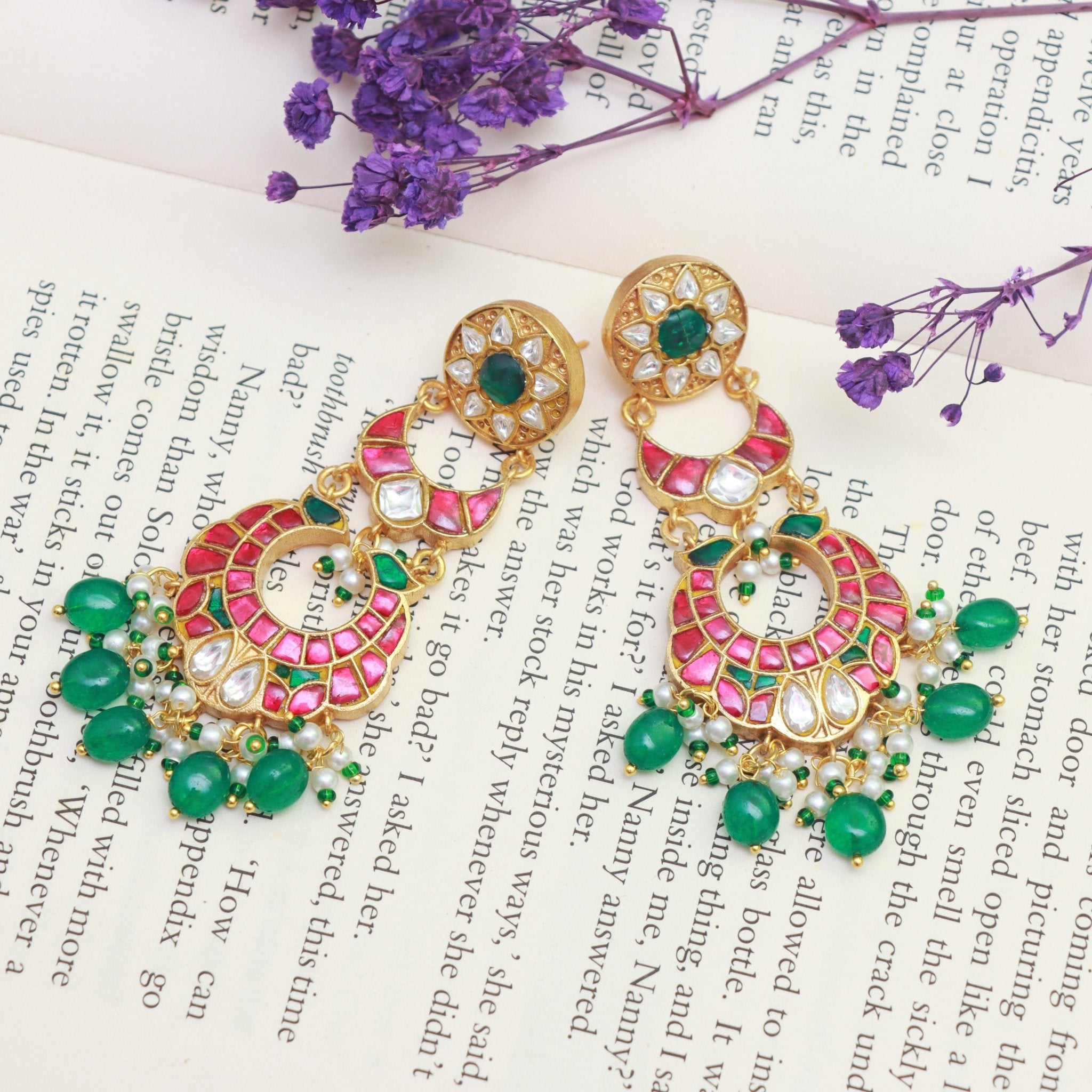 Royal Meenakari Chandbali Earrings - Dropdeadgorgeous