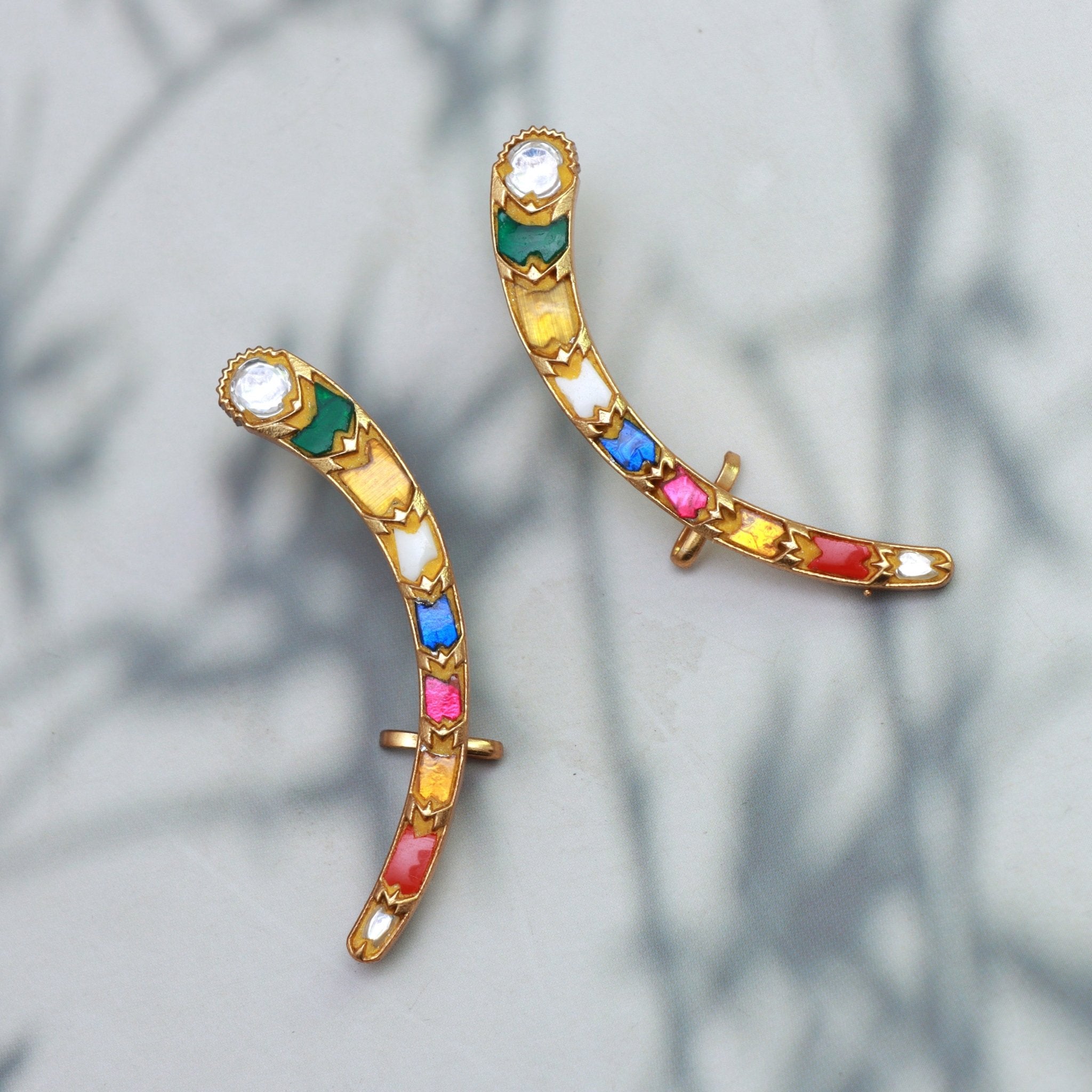 Enchanted Meenakari Crescent Earrings - Dropdeadgorgeous