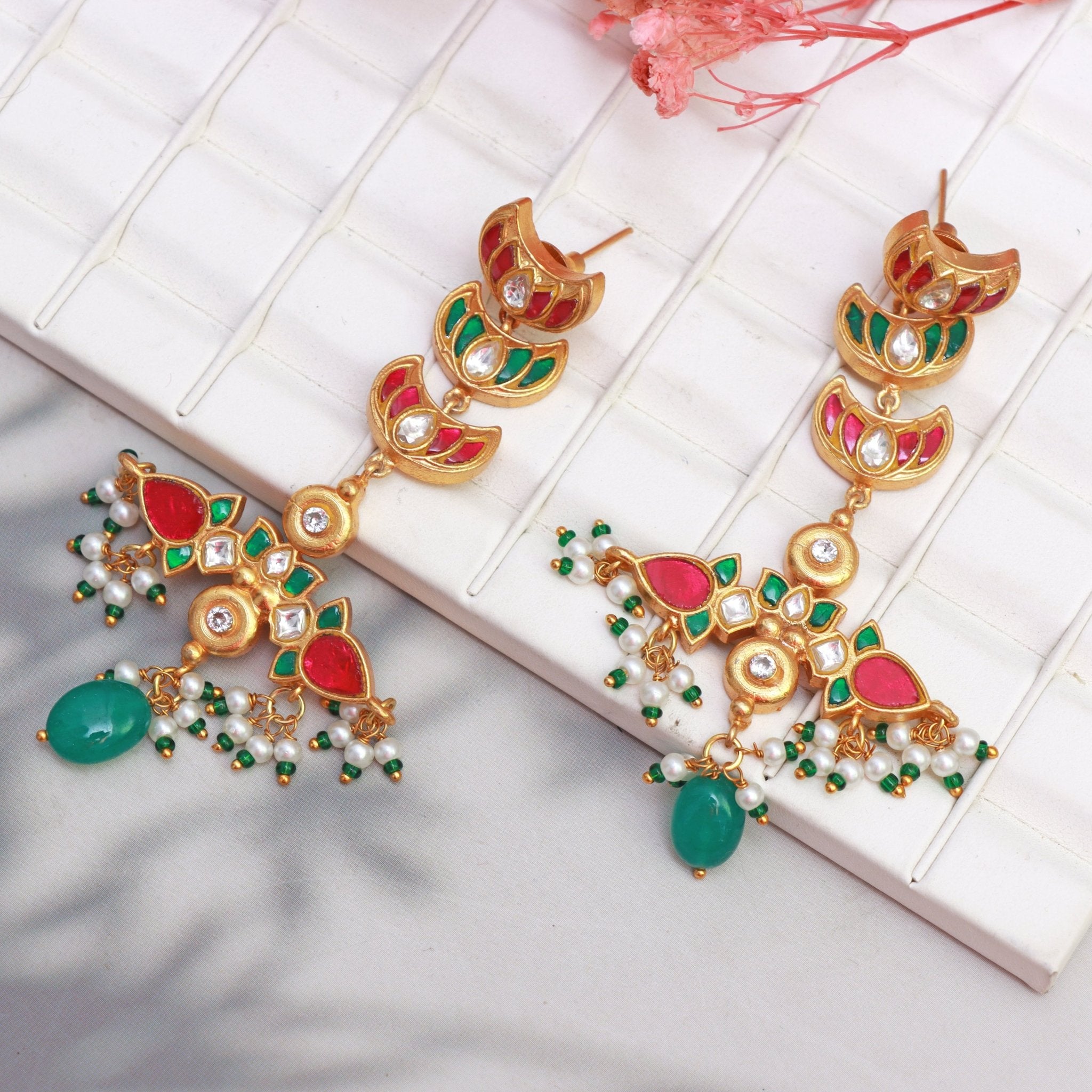 Celestial Meenakari Dangler Earrings - Dropdeadgorgeous