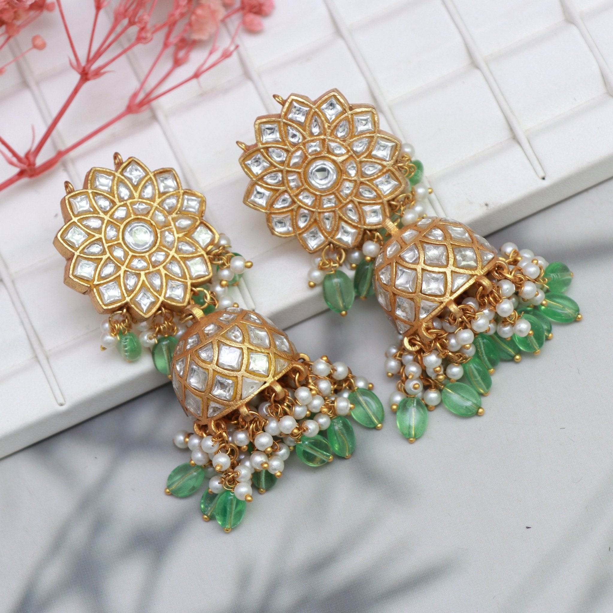Regal Kundan Jhumka Earrings - Dropdeadgorgeous