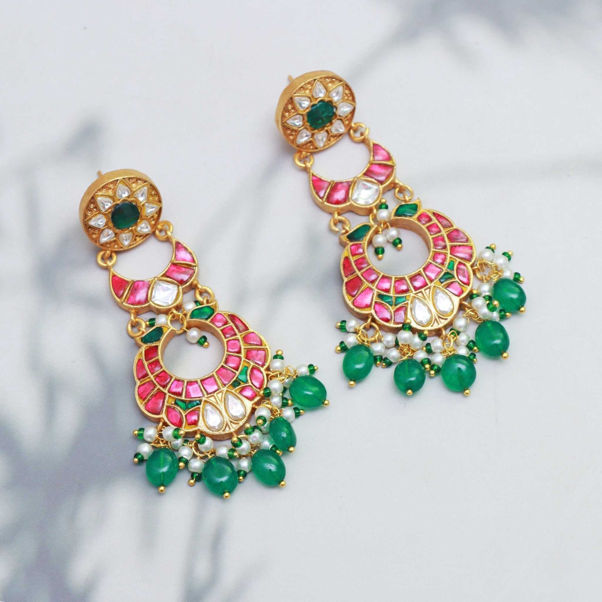 Royal Meenakari Chandbali Earrings - Dropdeadgorgeous