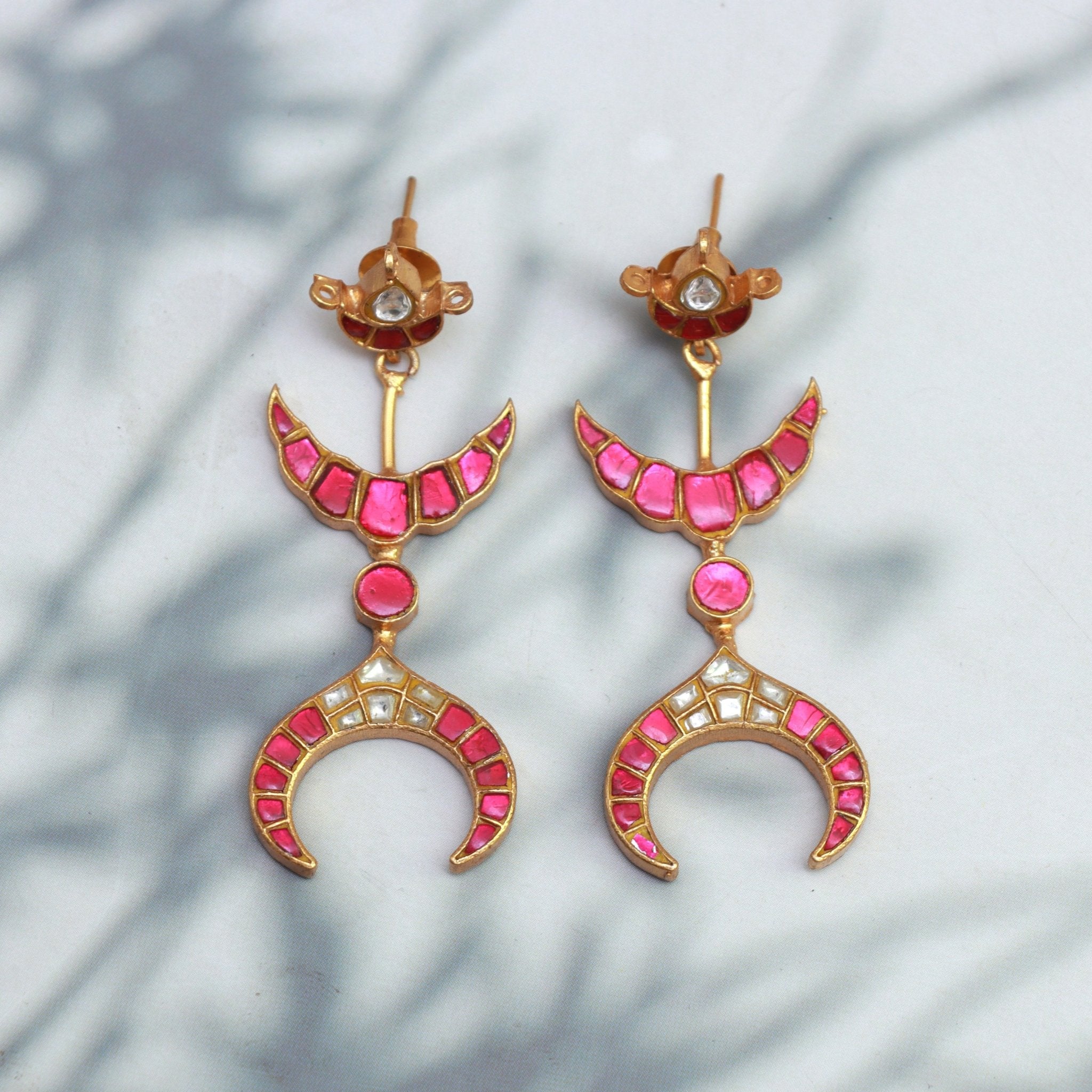 Crescent Moon Meenakari Earrings - Dropdeadgorgeous
