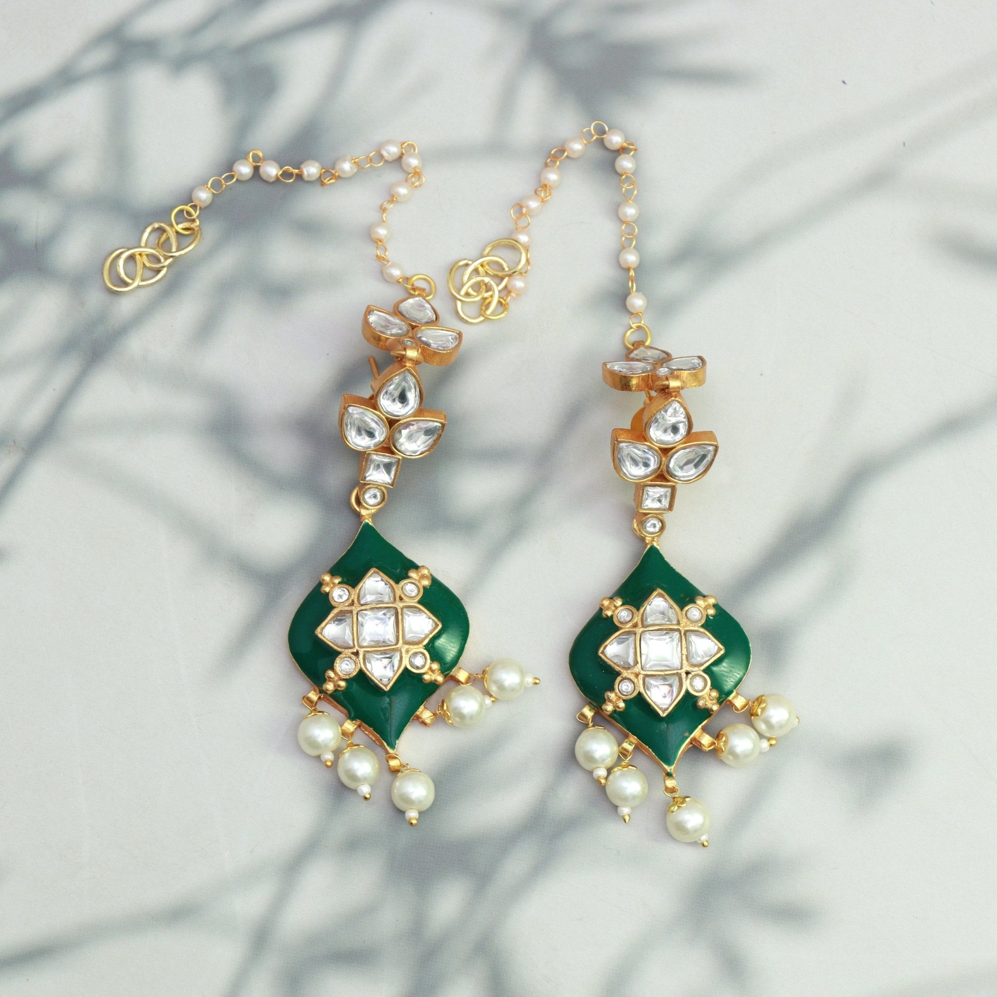 Emerald Kundan Passa Earrings - Dropdeadgorgeous
