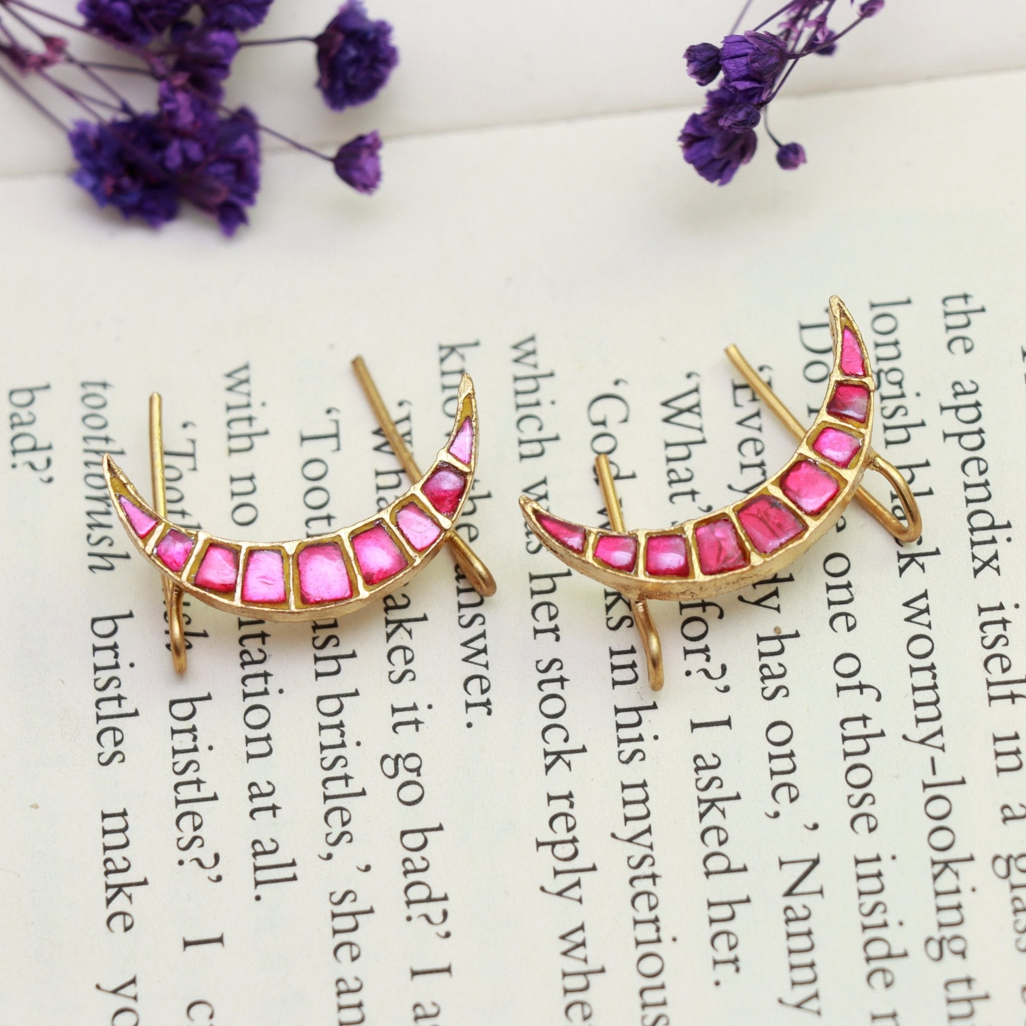 Ruby Crescent Minimalist Earrings - Dropdeadgorgeous