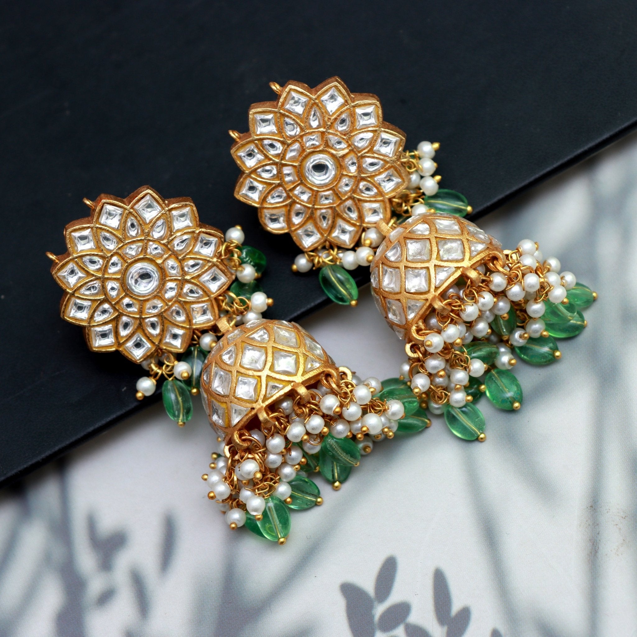 Regal Kundan Jhumka Earrings - Dropdeadgorgeous
