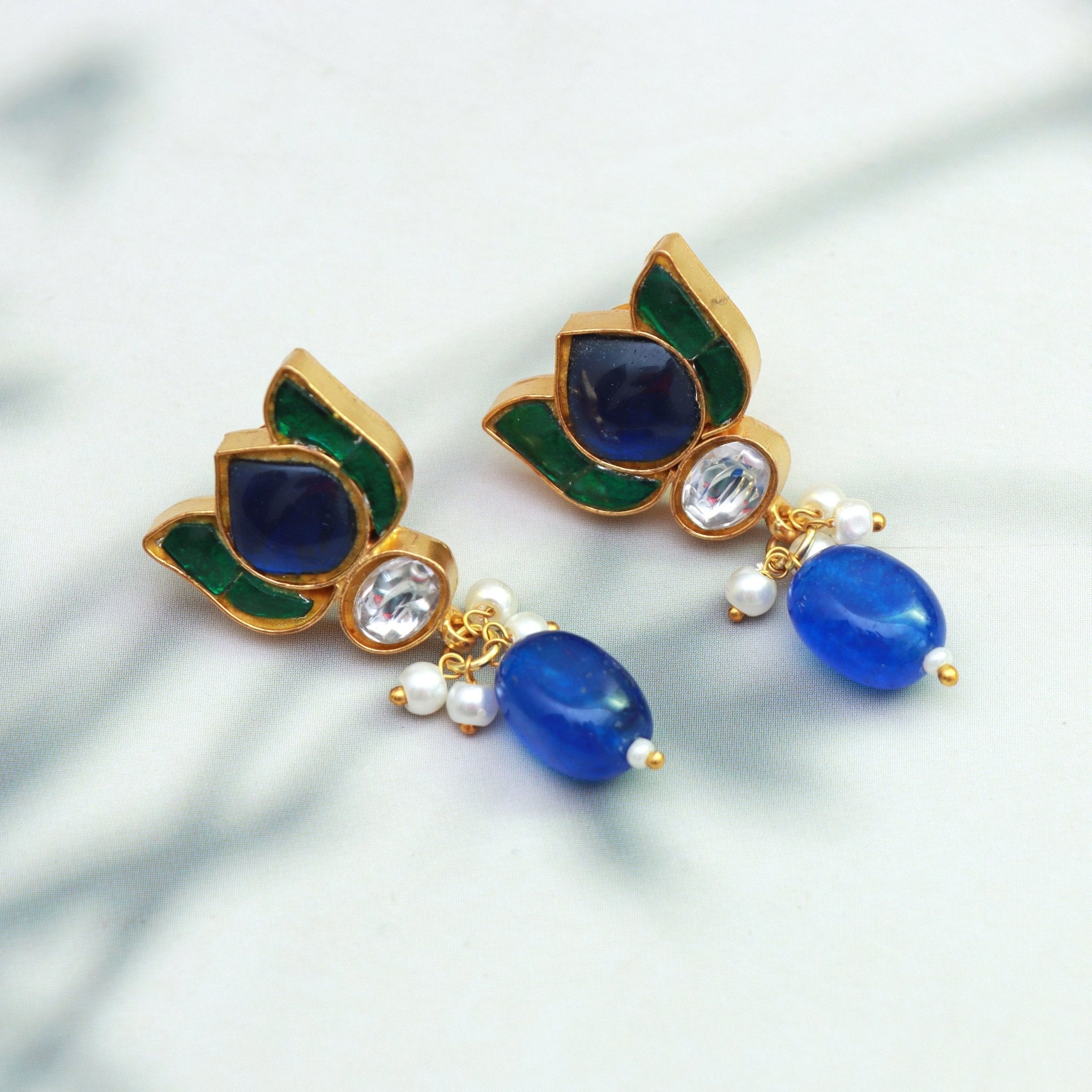 Sapphire Bloom Lotus Studs - Dropdeadgorgeous