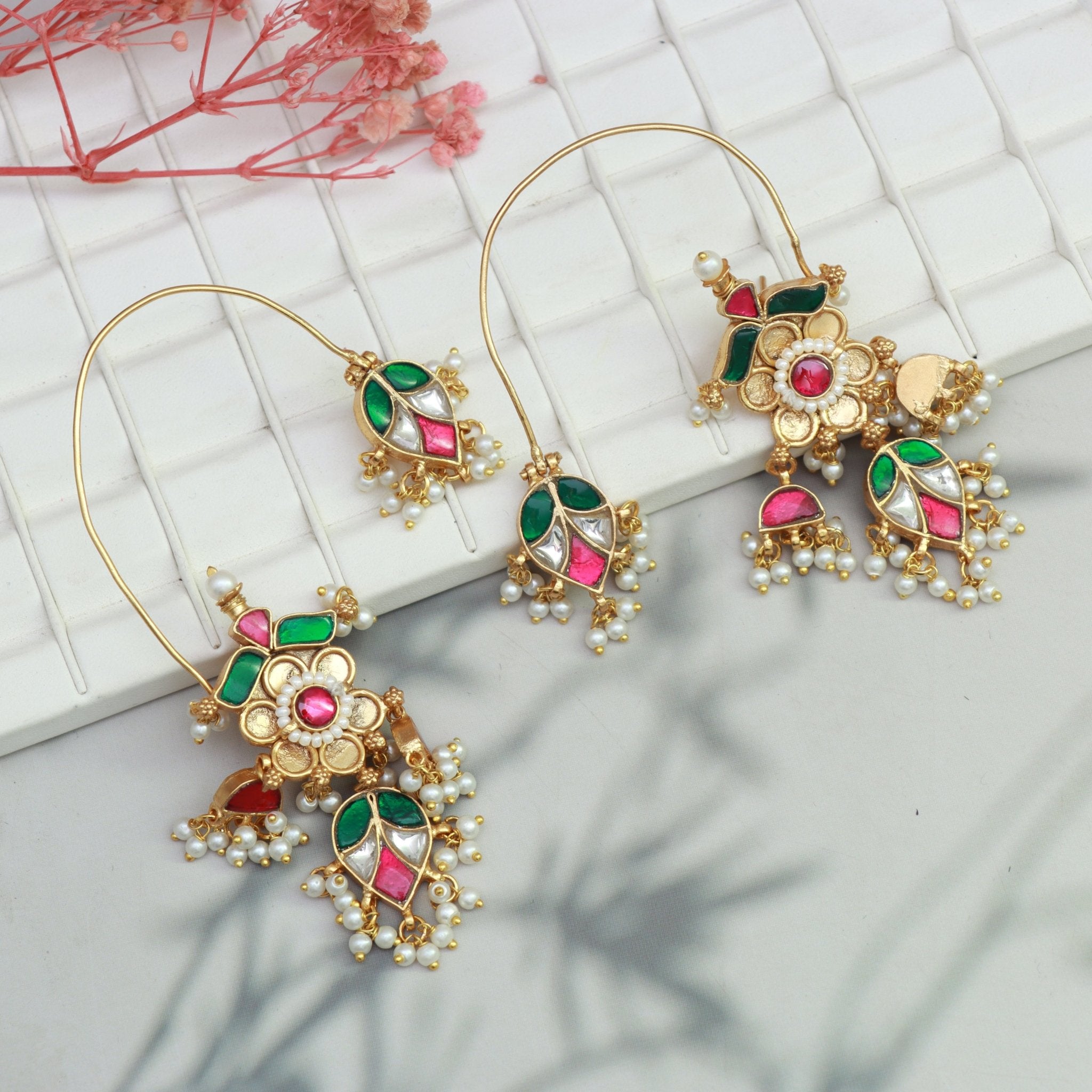 Mughal Meenakari Passa Earrings - Dropdeadgorgeous