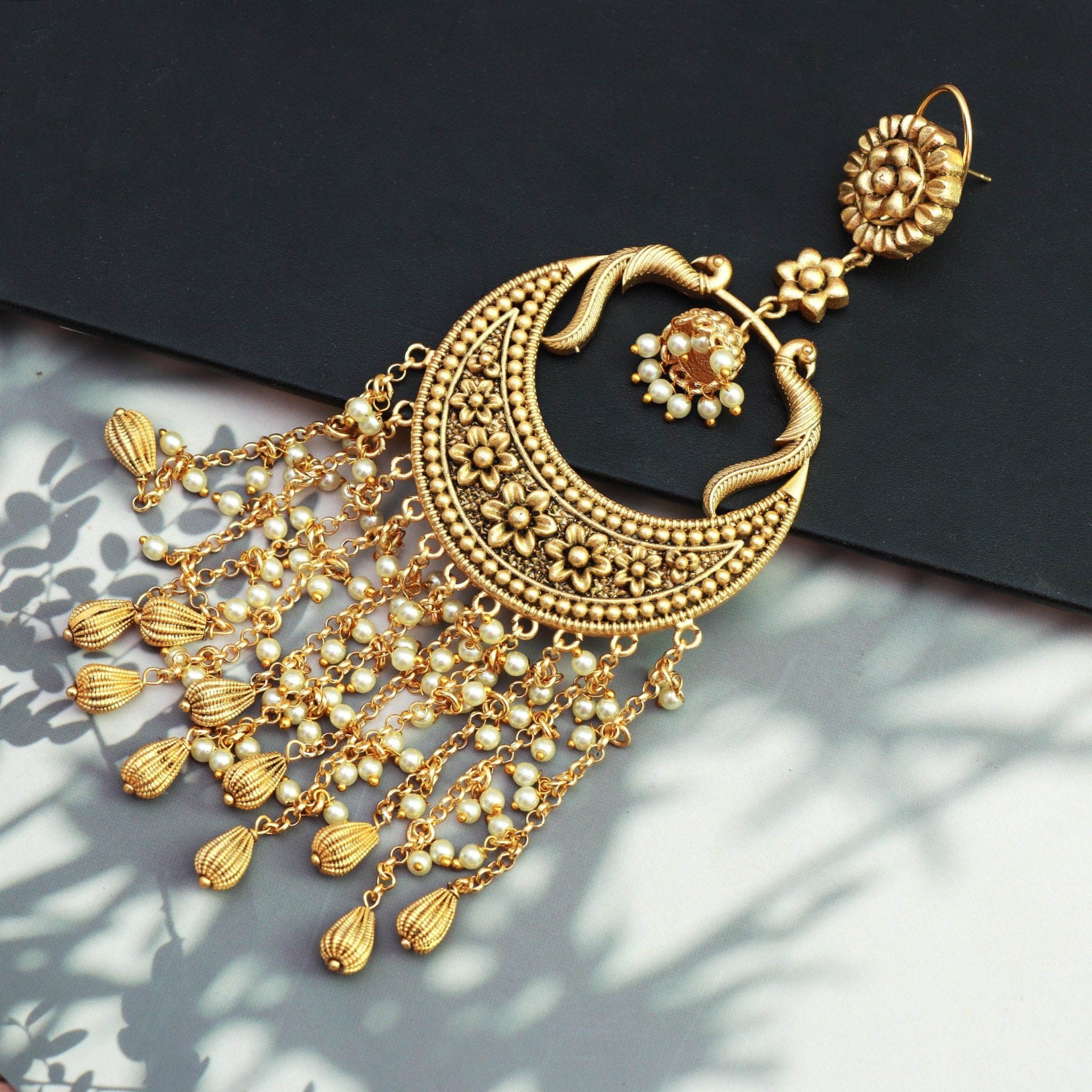 Antique Golden Cascade Chandbalis - Dropdeadgorgeous