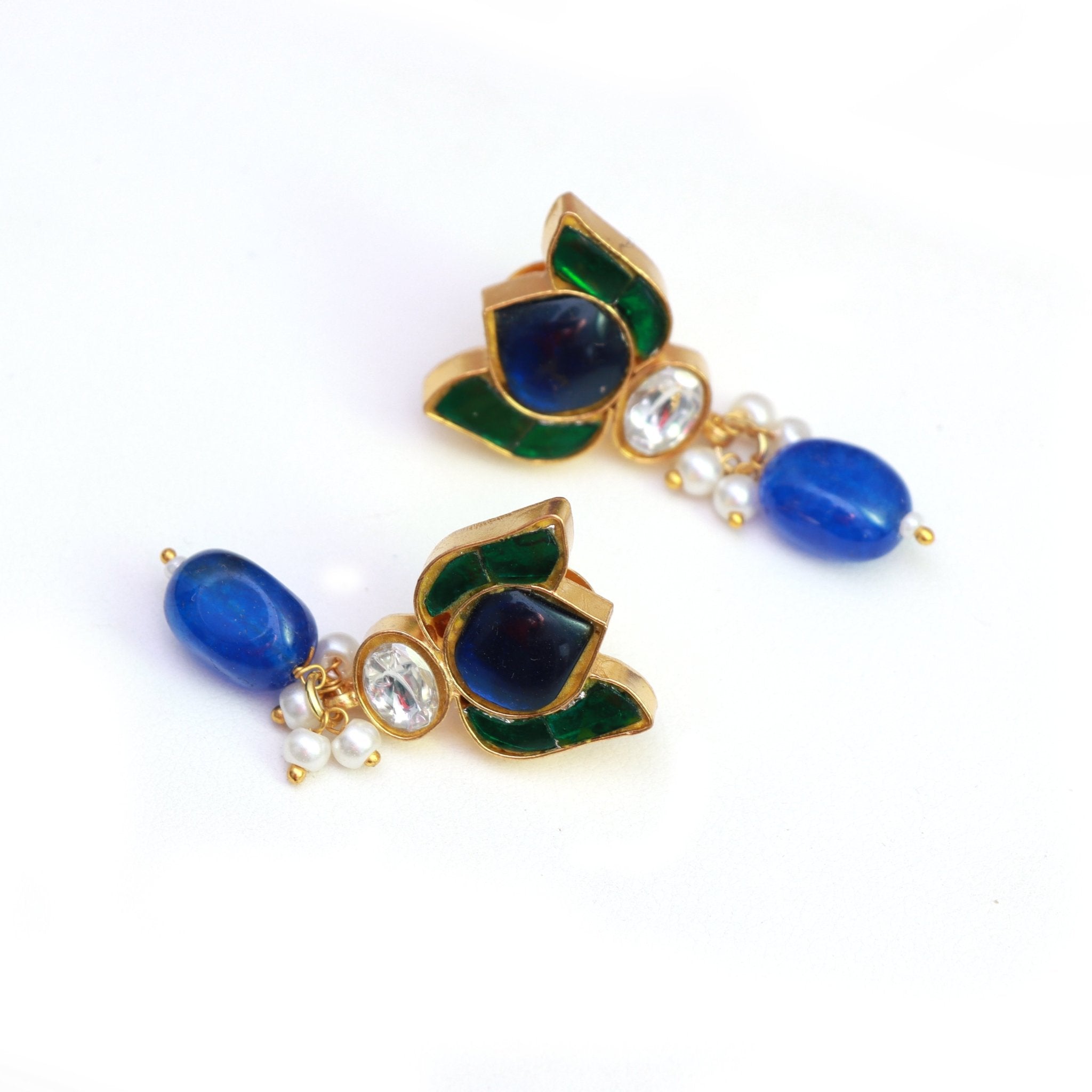 Sapphire Bloom Lotus Studs - Dropdeadgorgeous