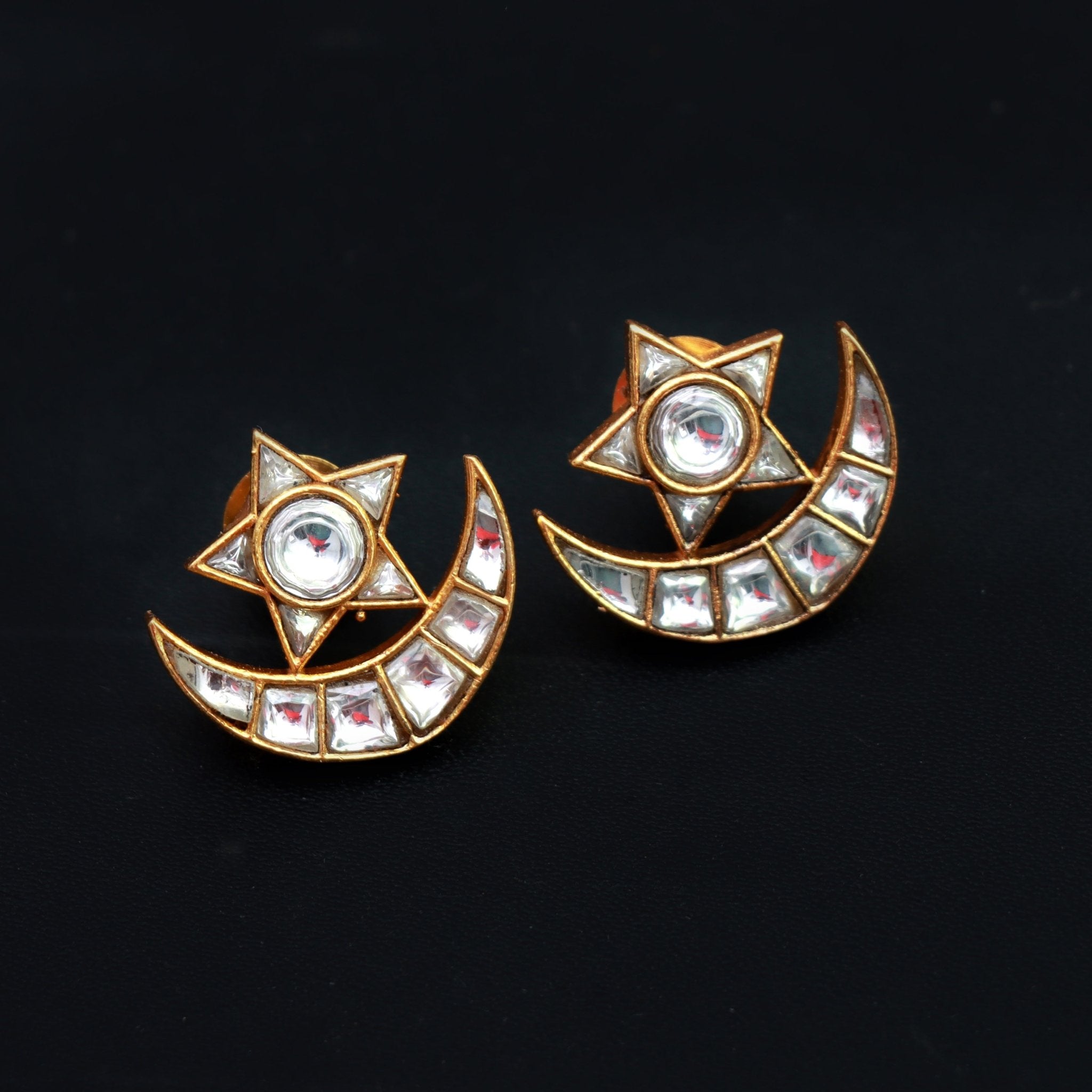 Celestial Moon & Star Kundan Earrings - Dropdeadgorgeous