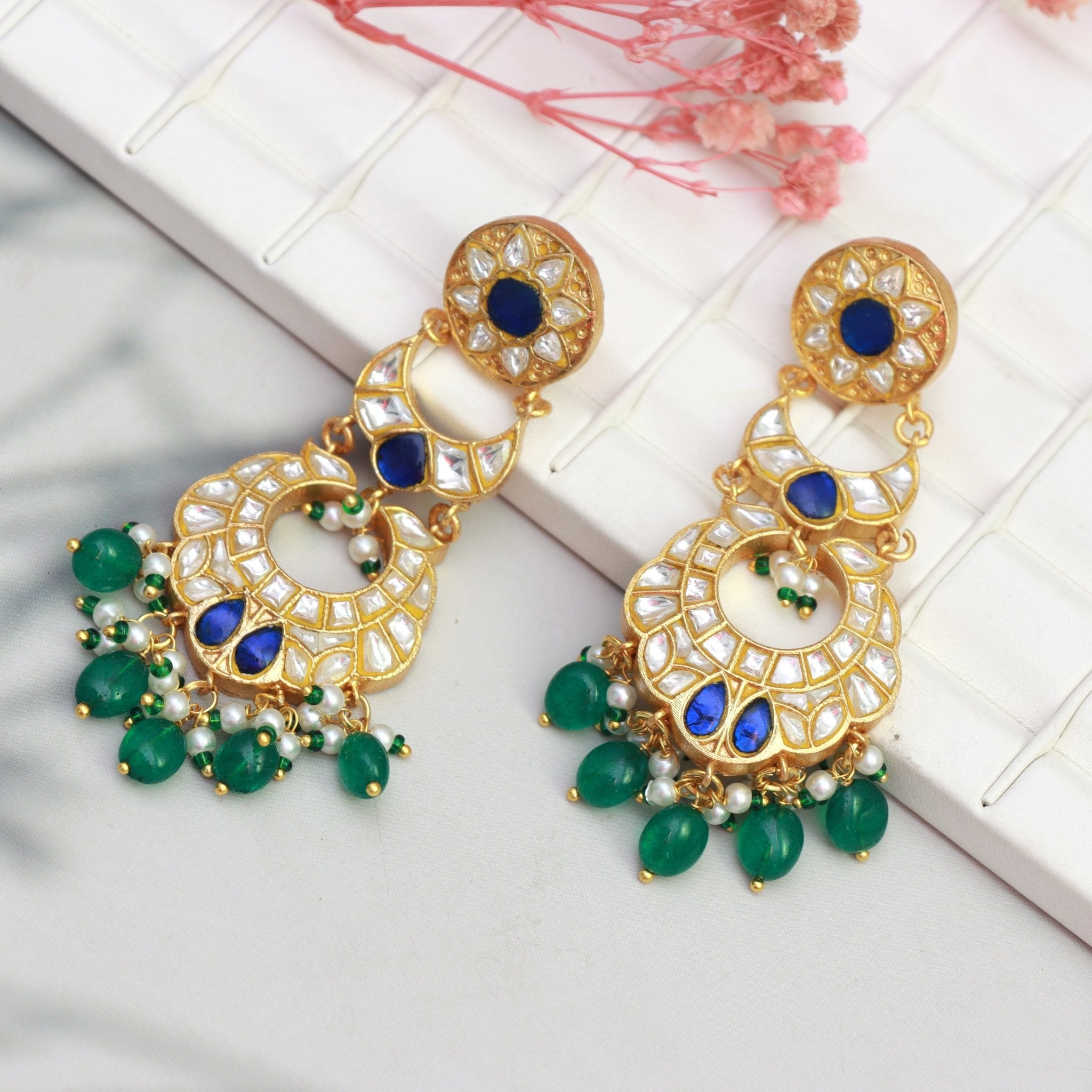 Royal Sapphire Crescent Earrings - Dropdeadgorgeous