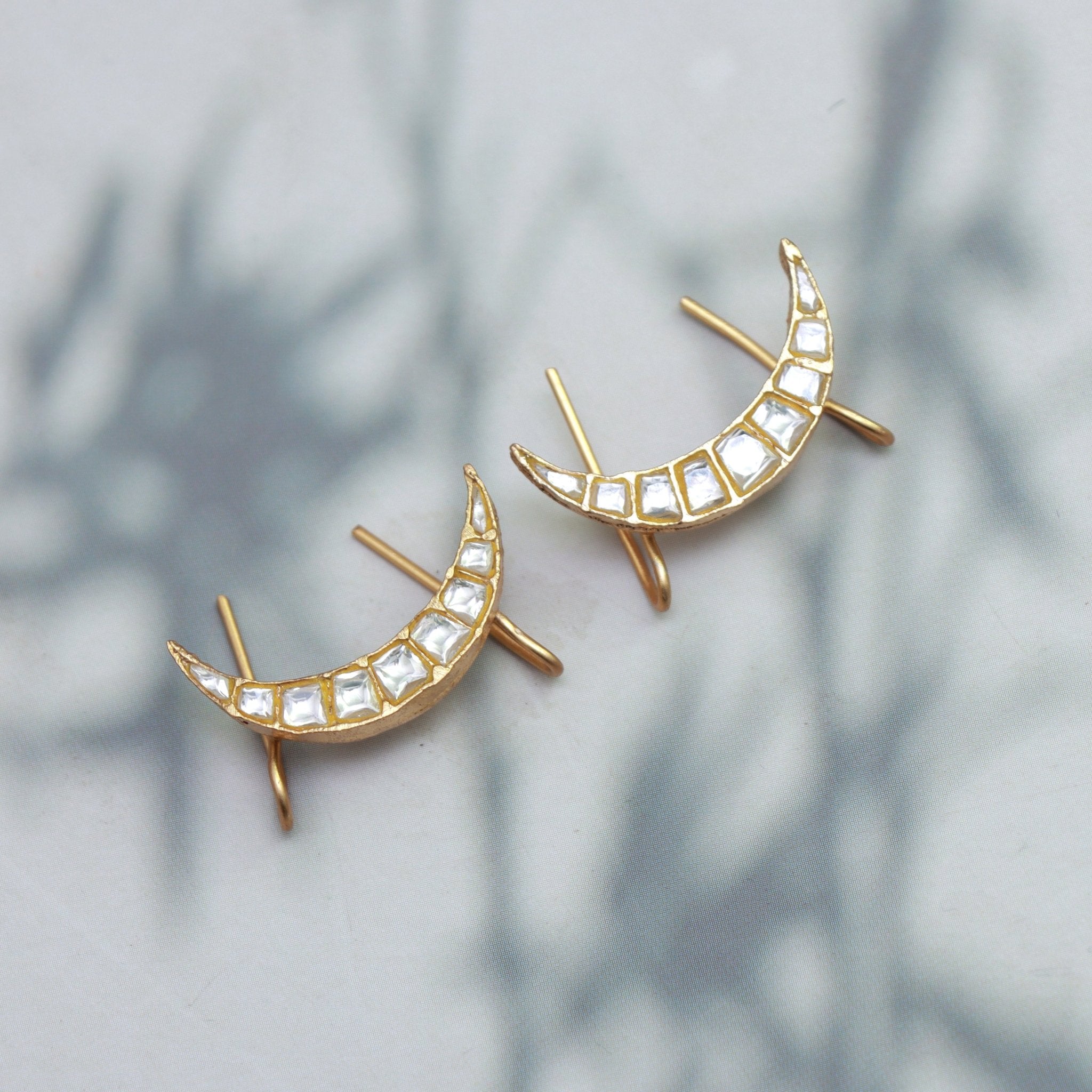 Kundan Crescent Minimalist Earrings - Dropdeadgorgeous