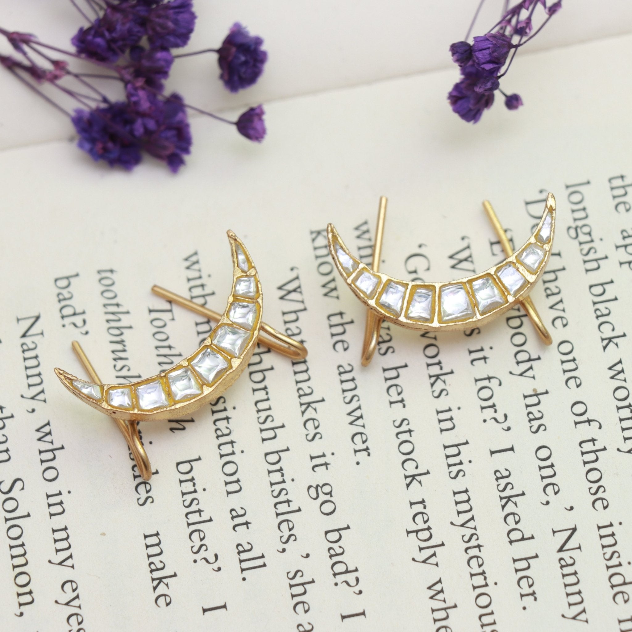 Kundan Crescent Minimalist Earrings - Dropdeadgorgeous