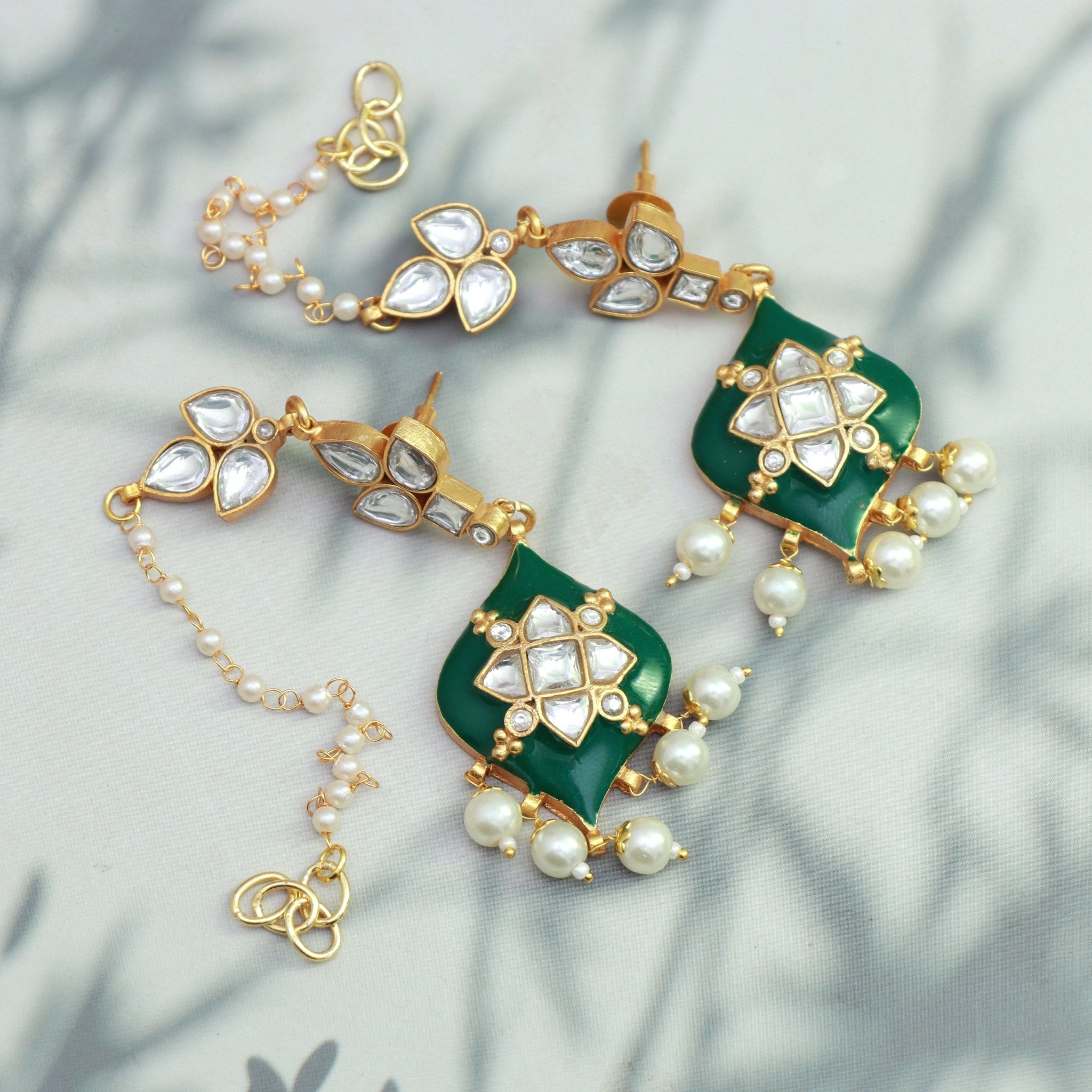 Emerald Kundan Passa Earrings - Dropdeadgorgeous