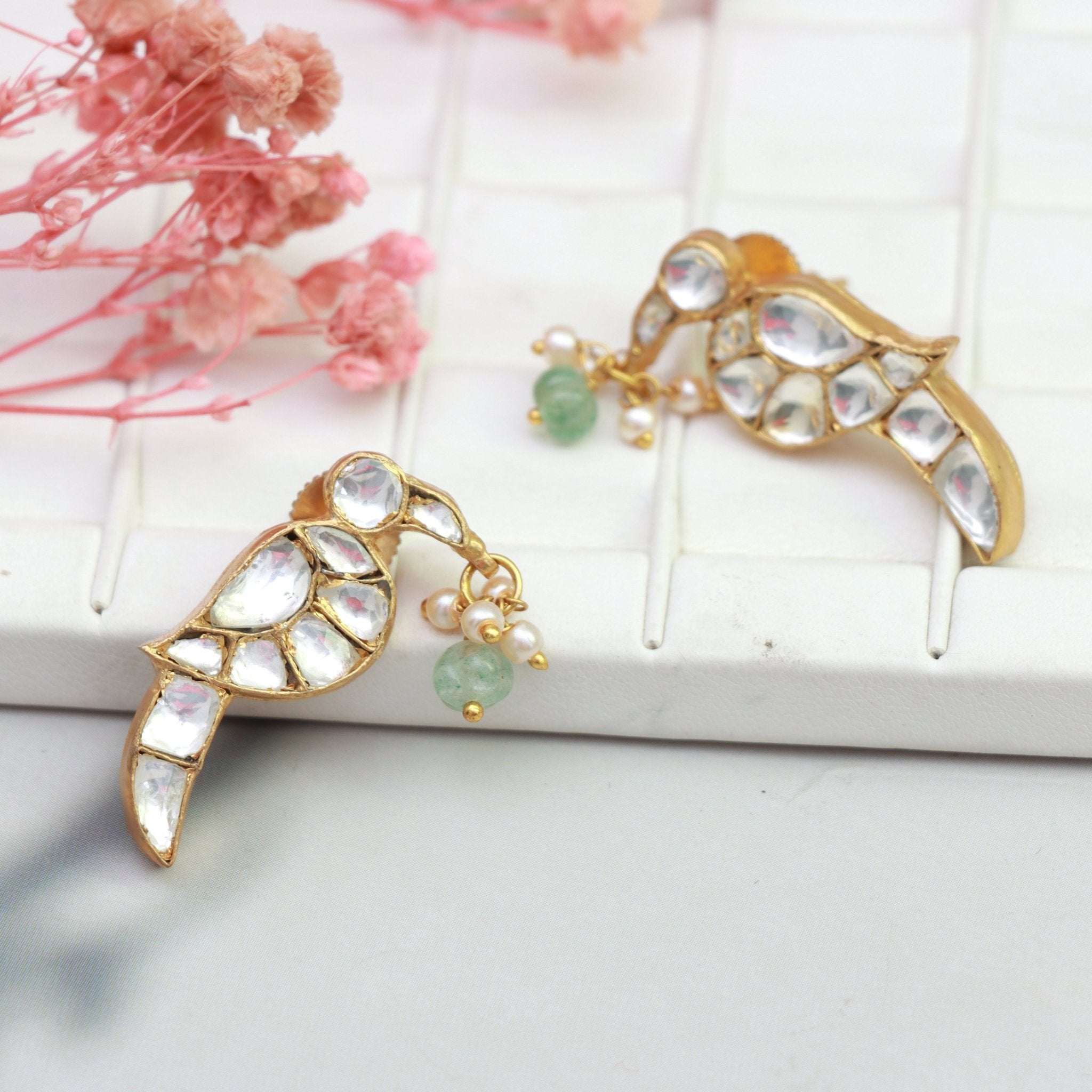 Royal Parrot Kundan Earrings - Dropdeadgorgeous