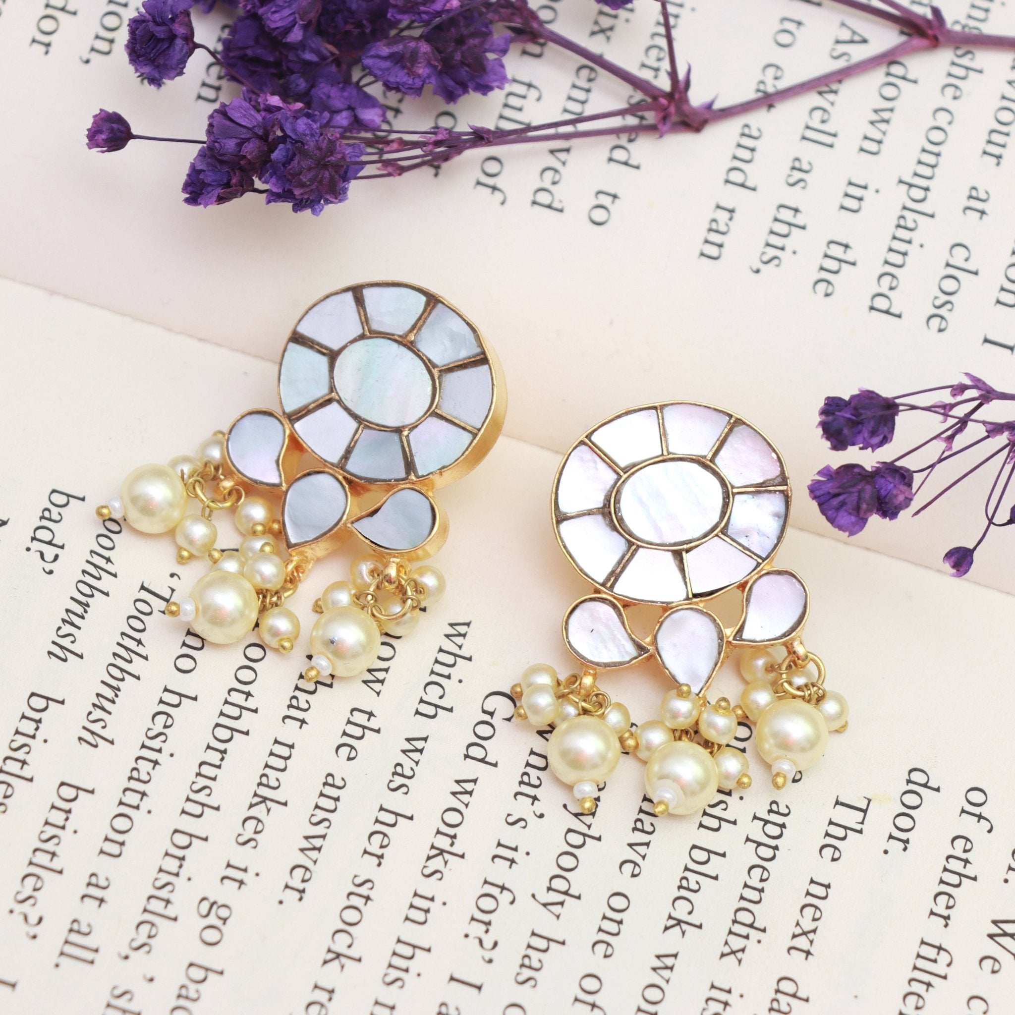 Lustrous Pearl Mosaic Earrings - Dropdeadgorgeous